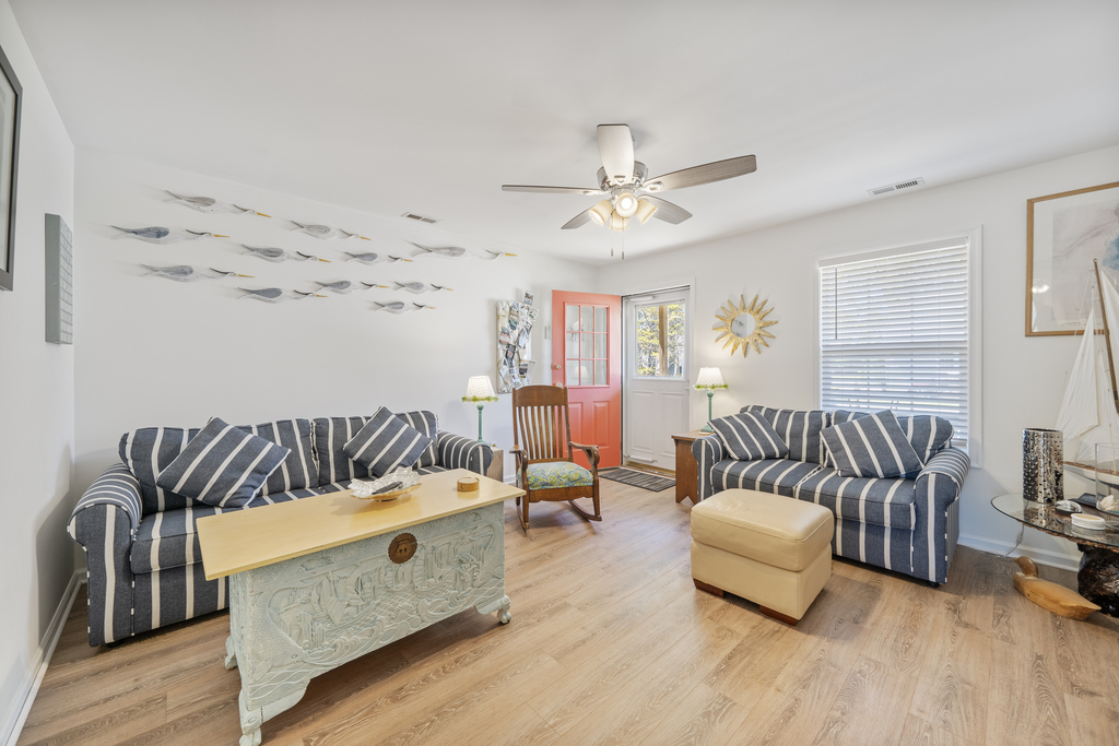 Whimsically decorated with a cool Coastal Flair.