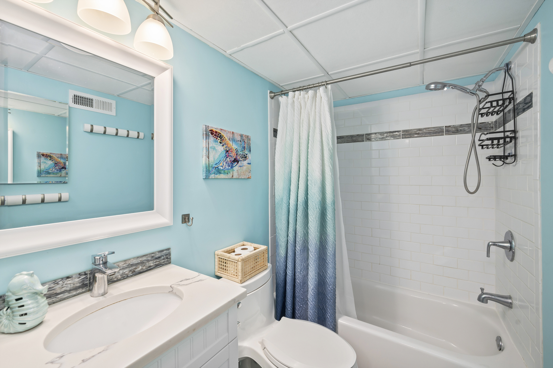 Full Shared Bath with a Custom Tile Shower/Tub Combo.