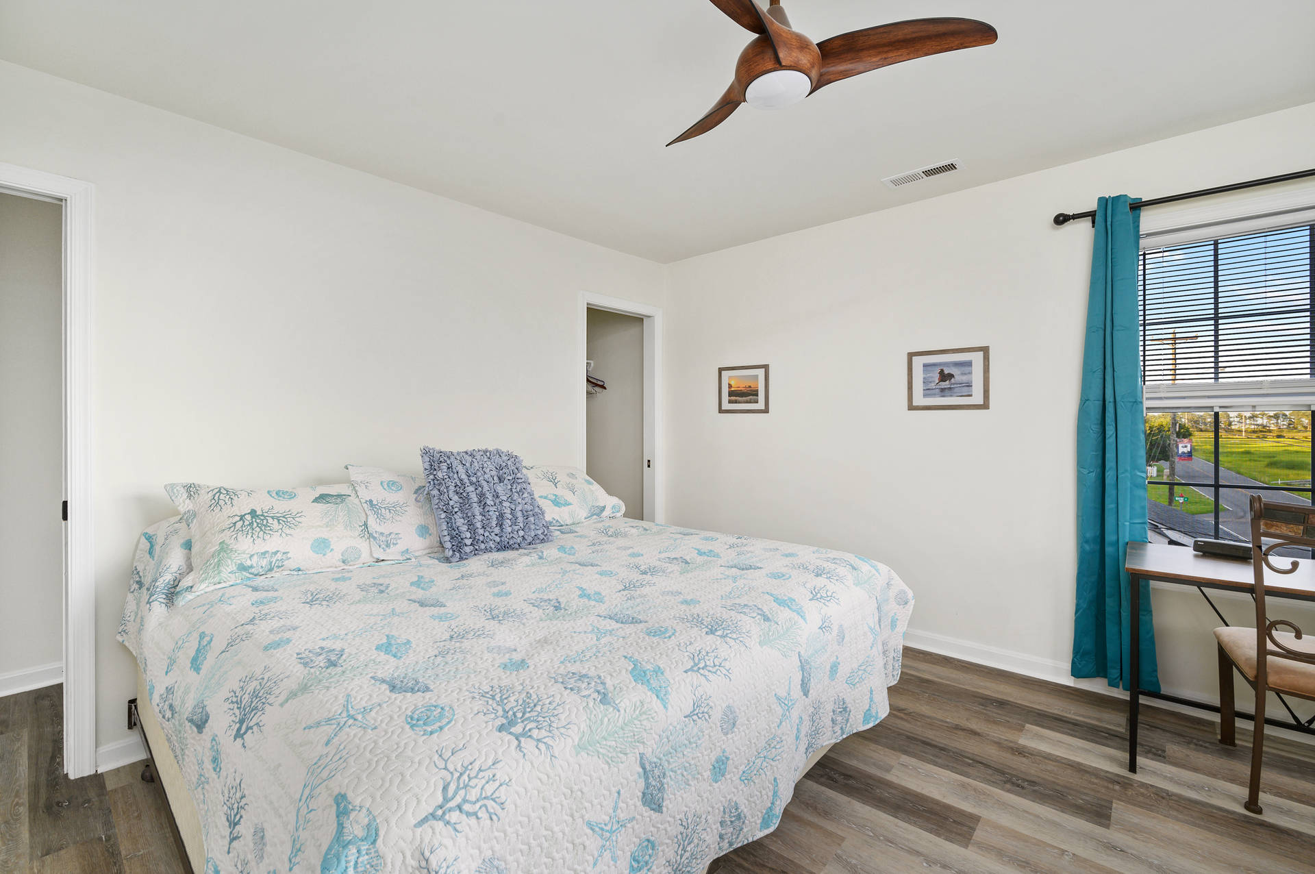Master Bedroom upstairs with a luxurious King Bed.