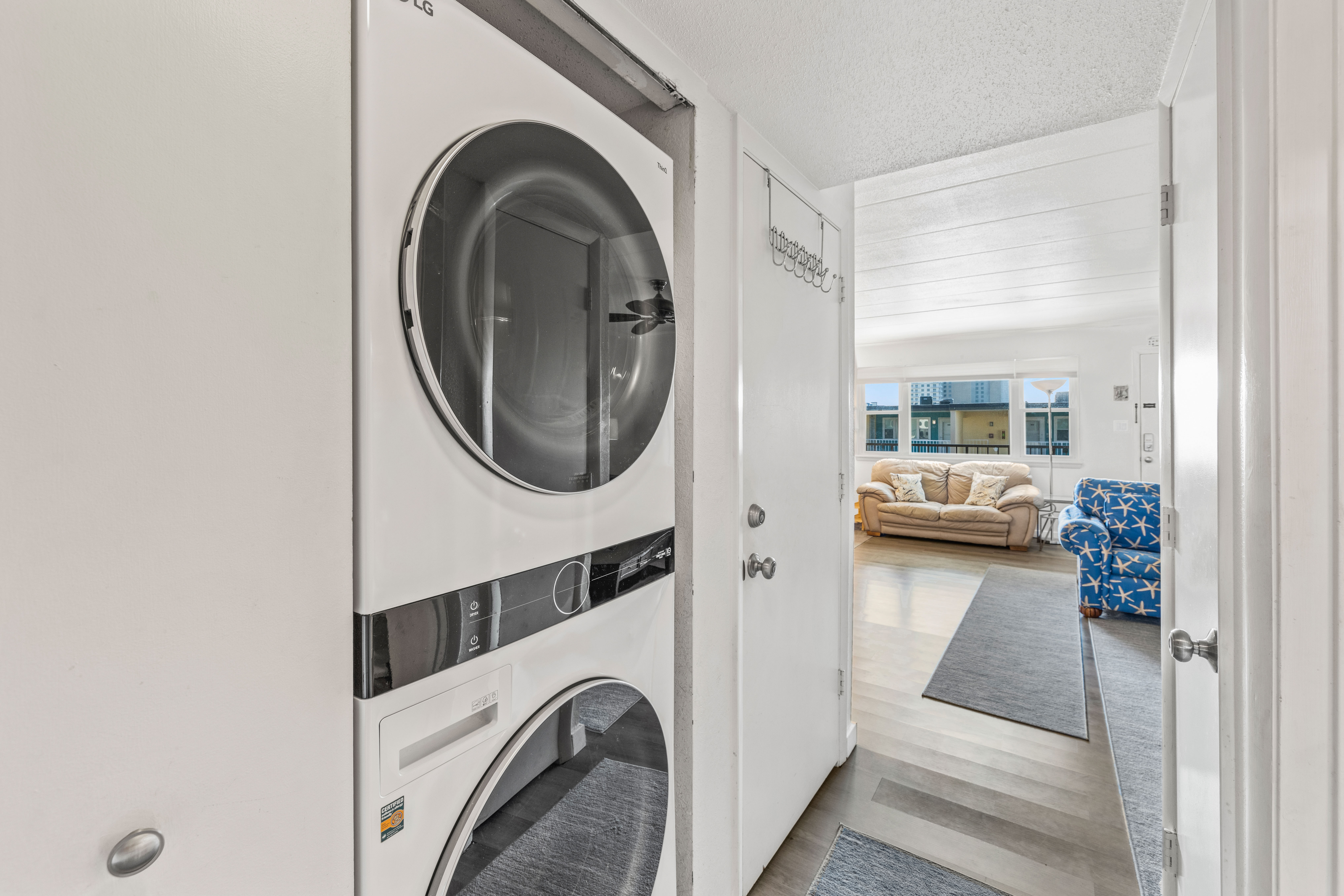 Stackable Washer and Dryer, conveniently located in the Condo.