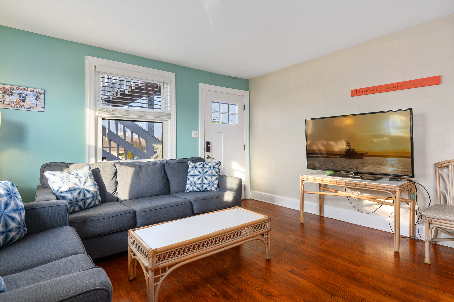 Gather together for a family movie on the flat screen TV