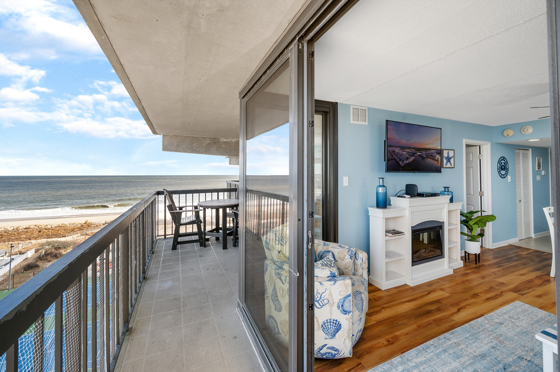 Dine Al Fresco while listening to the Waves crash the Shore.