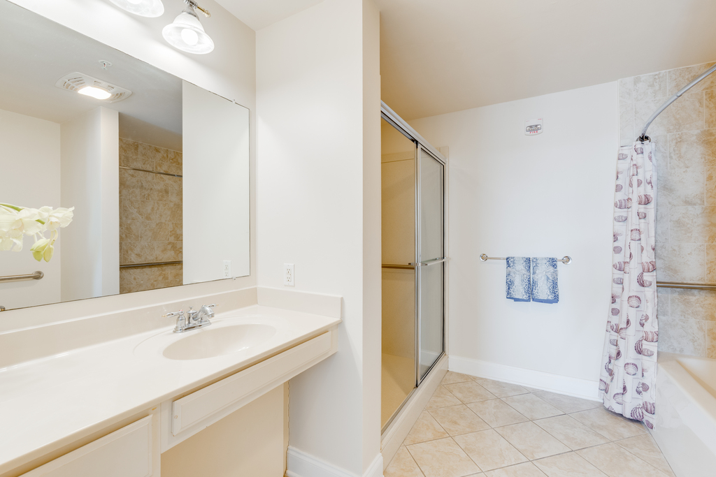 Primary Bath with Walk-In Shower & separate bathtub.