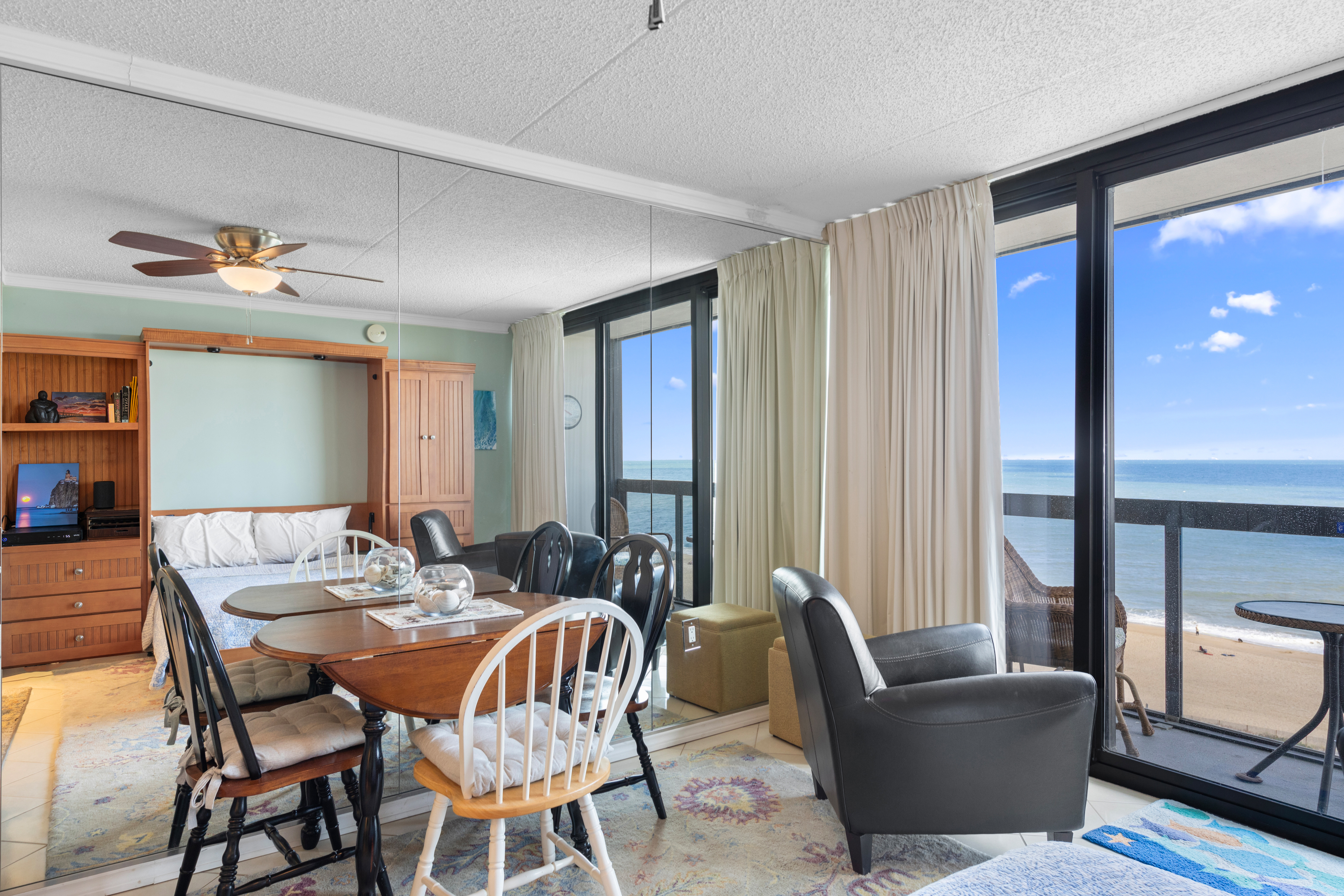 There is plenty of room for all to sit and eat at the dining table.