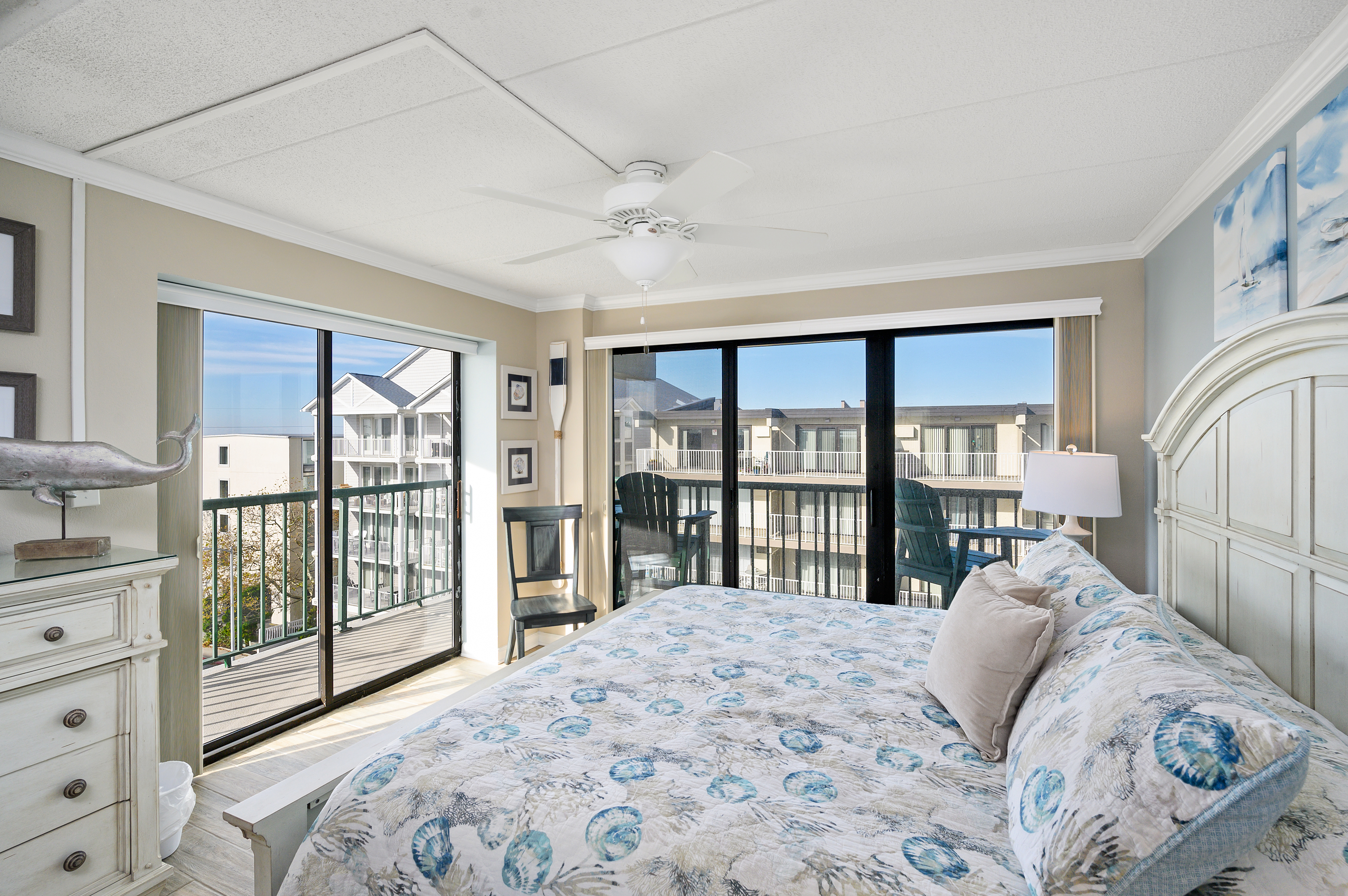 Bedroom 1 has a beautiful wrap around balcony accessible from either of the 2 sliders that will help start of each day with spectacular views