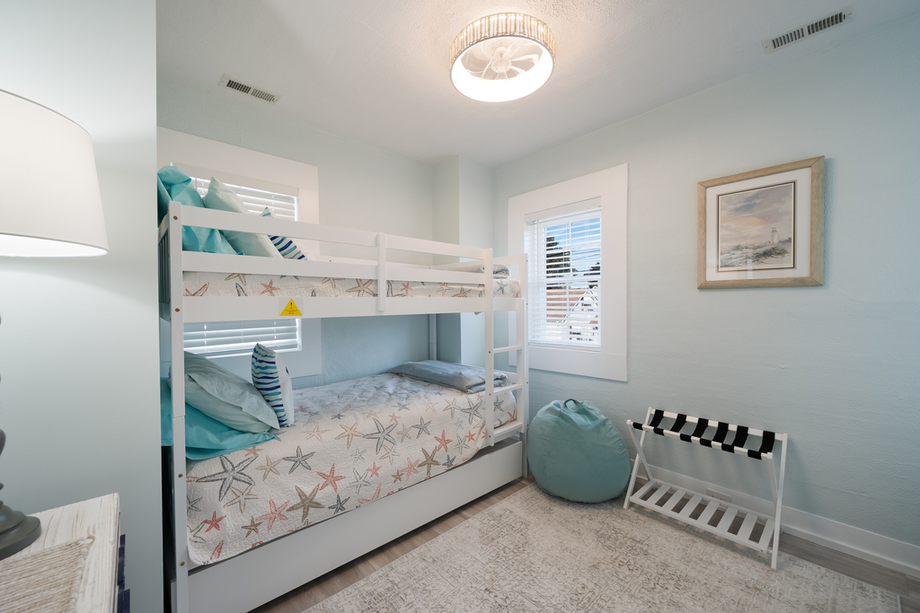 Bedroom 2 sleeps 3 with a Twin Bunkbed and Twin Trundle.