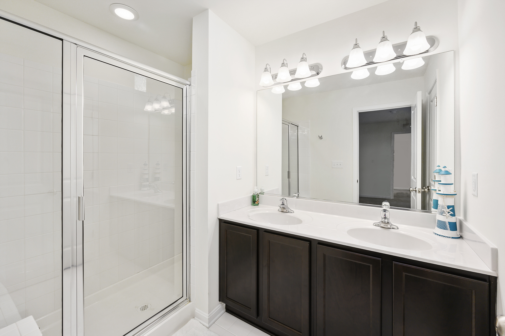 Private Master Bath with Double Vanity and Walk-in Shower.