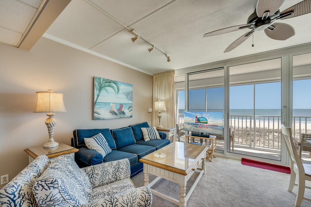 You'll adore this Open Living Area's beachy vibe!