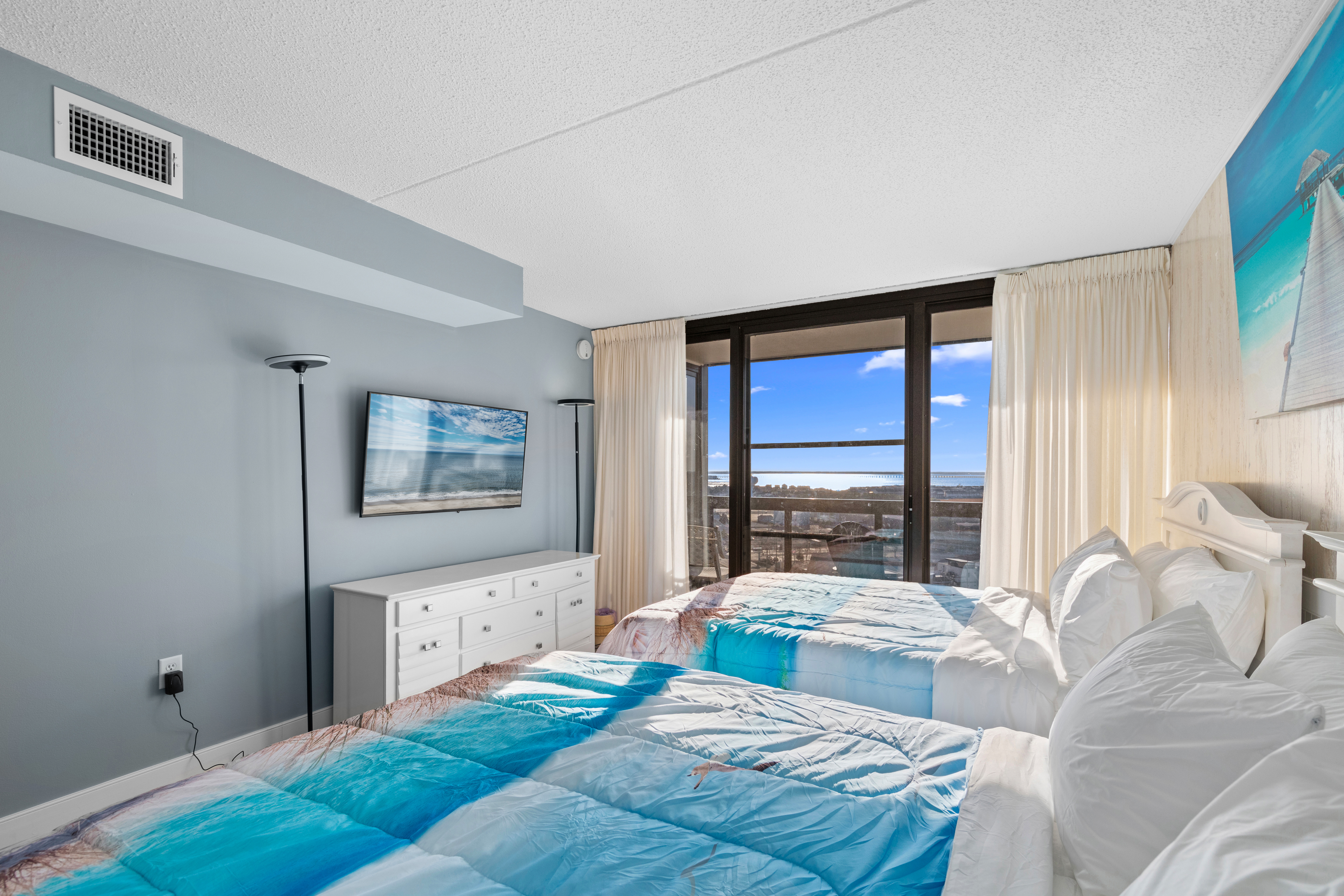 Step outside on the balcony from your own private access in bedroom 2.
