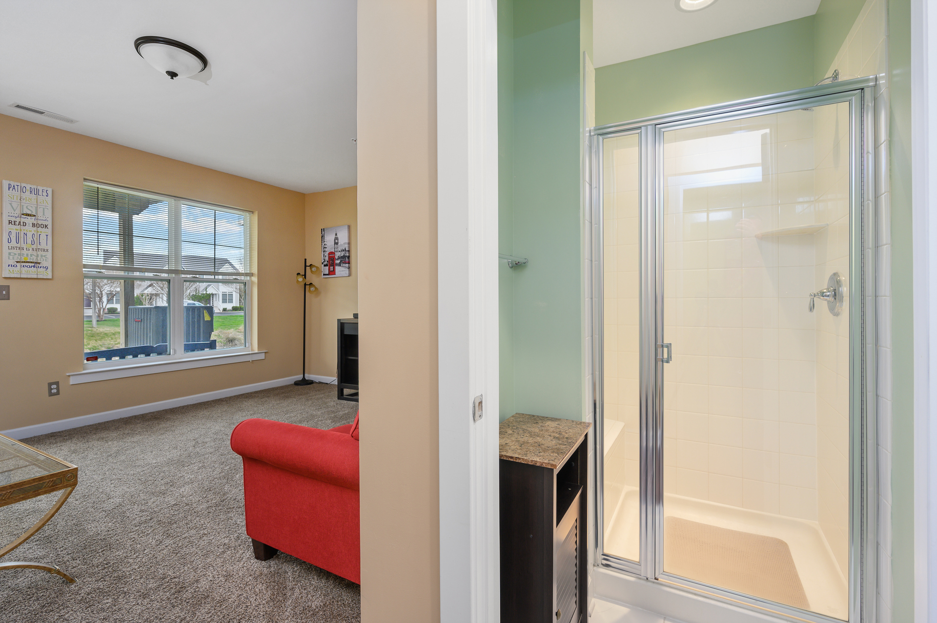 This beautiful Custom Walk-In Shower adds extra Privacy and convenience to the Ground level