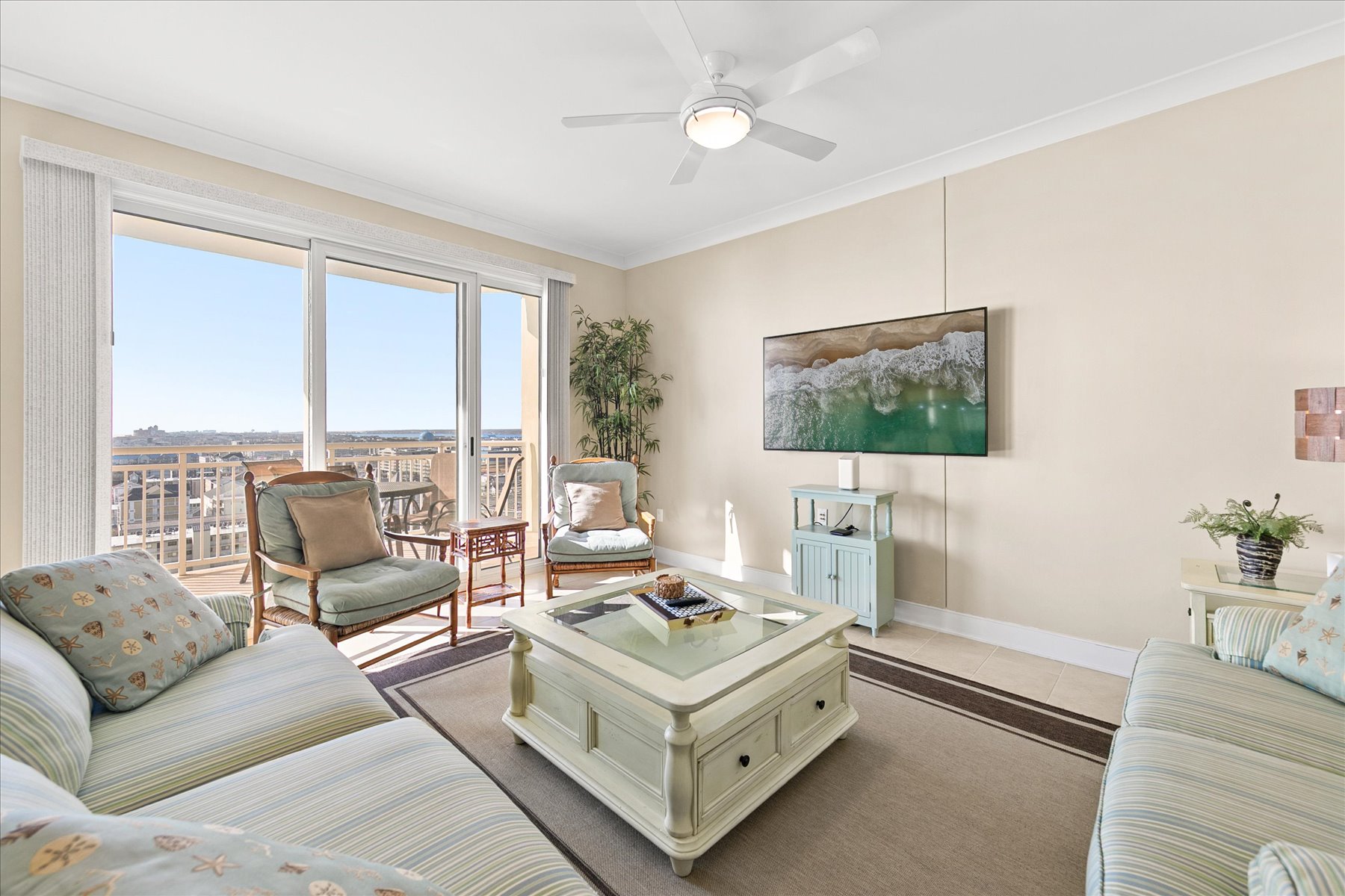 Enjoy the bright and comfortable living area after a day out.