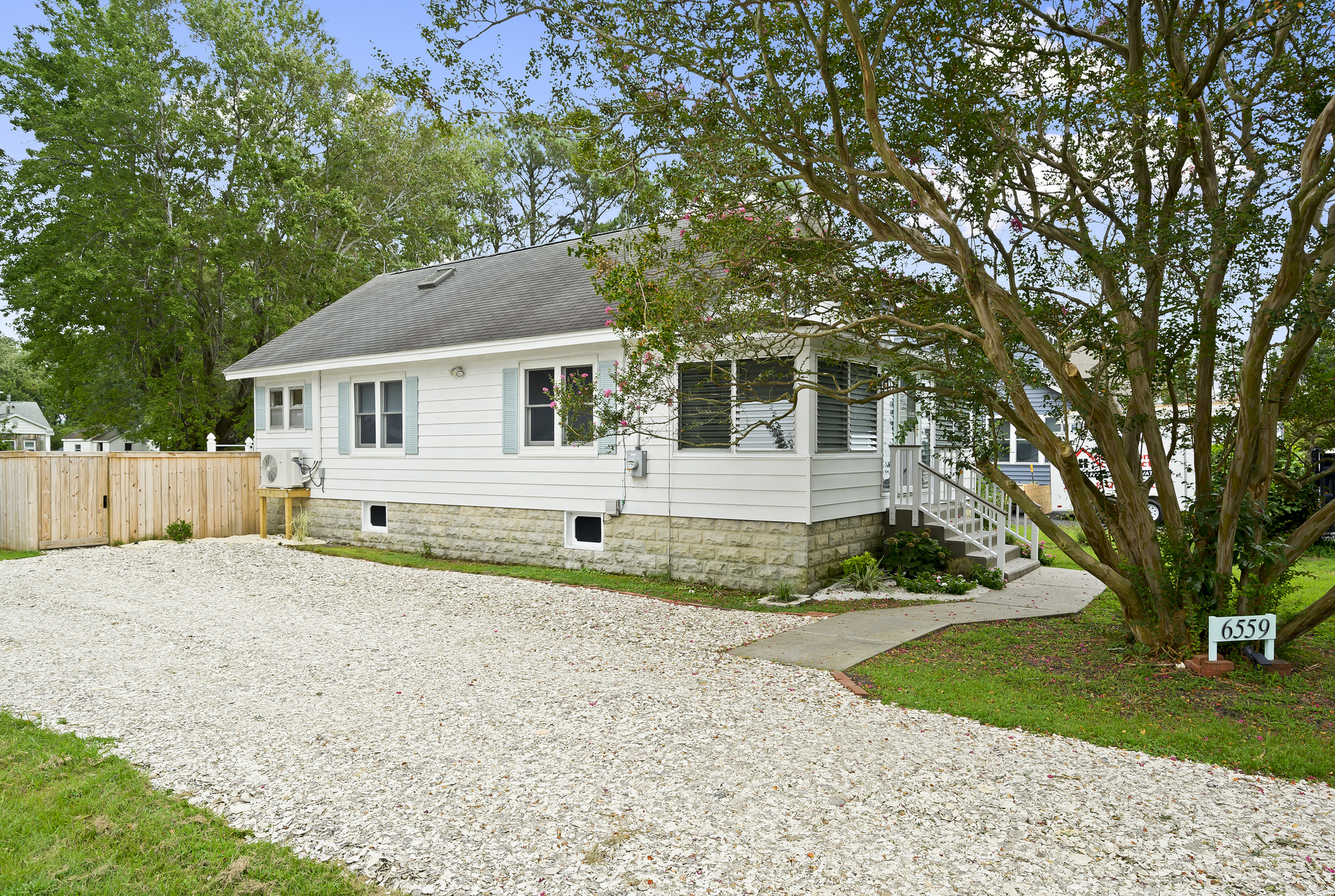 Plenty of parking and tons of charm at Crepe Myrtle Cottage.