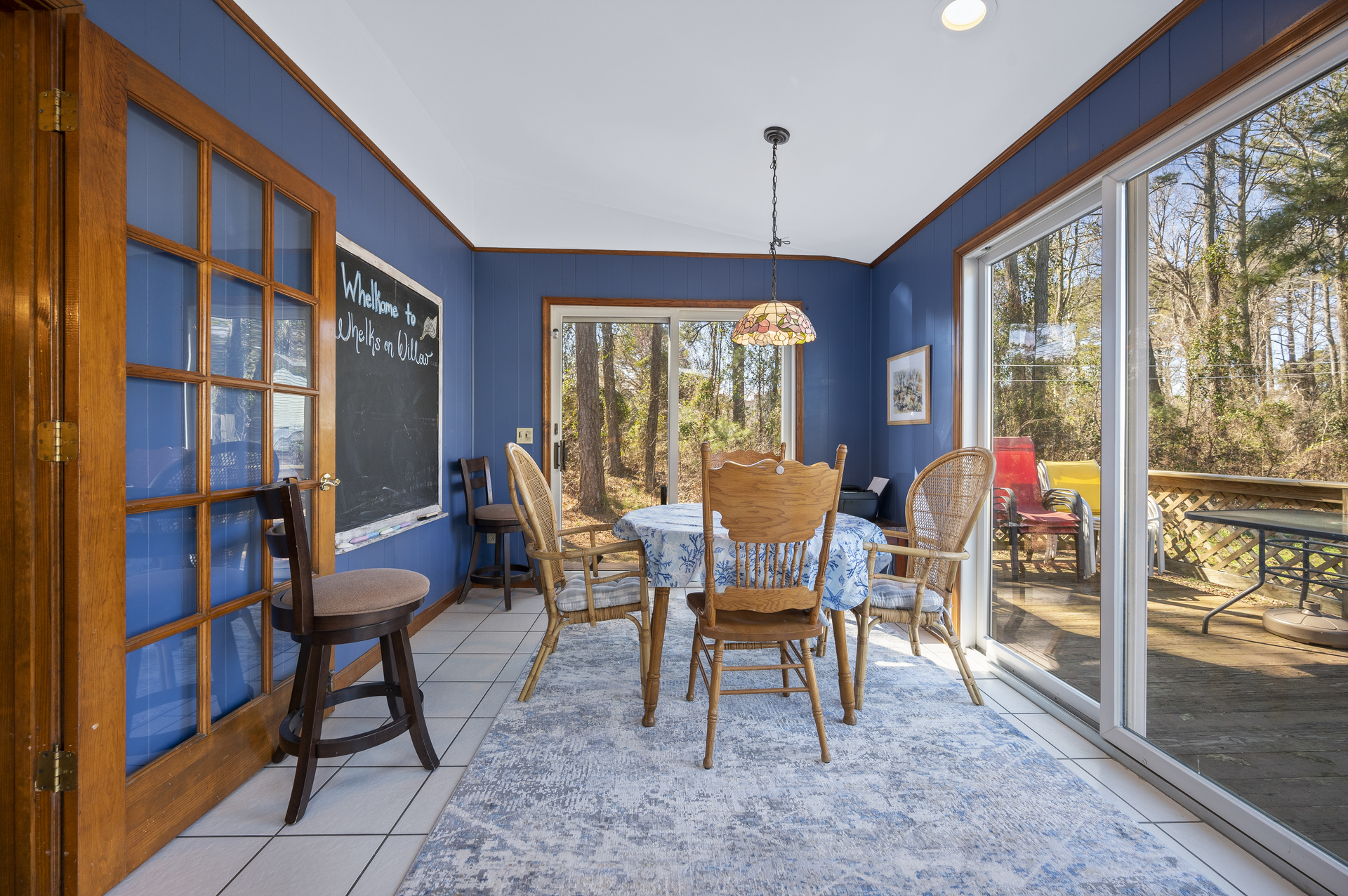 Sunroom has a Table for Game Night or extra dining space.