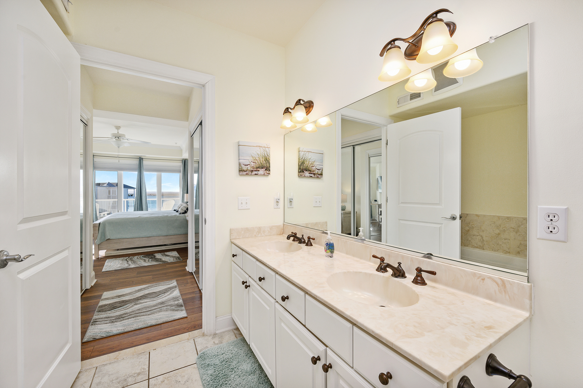 Luxurious Master Bath with Double Vanity, Walk-in Shower, and Soaking Tub.