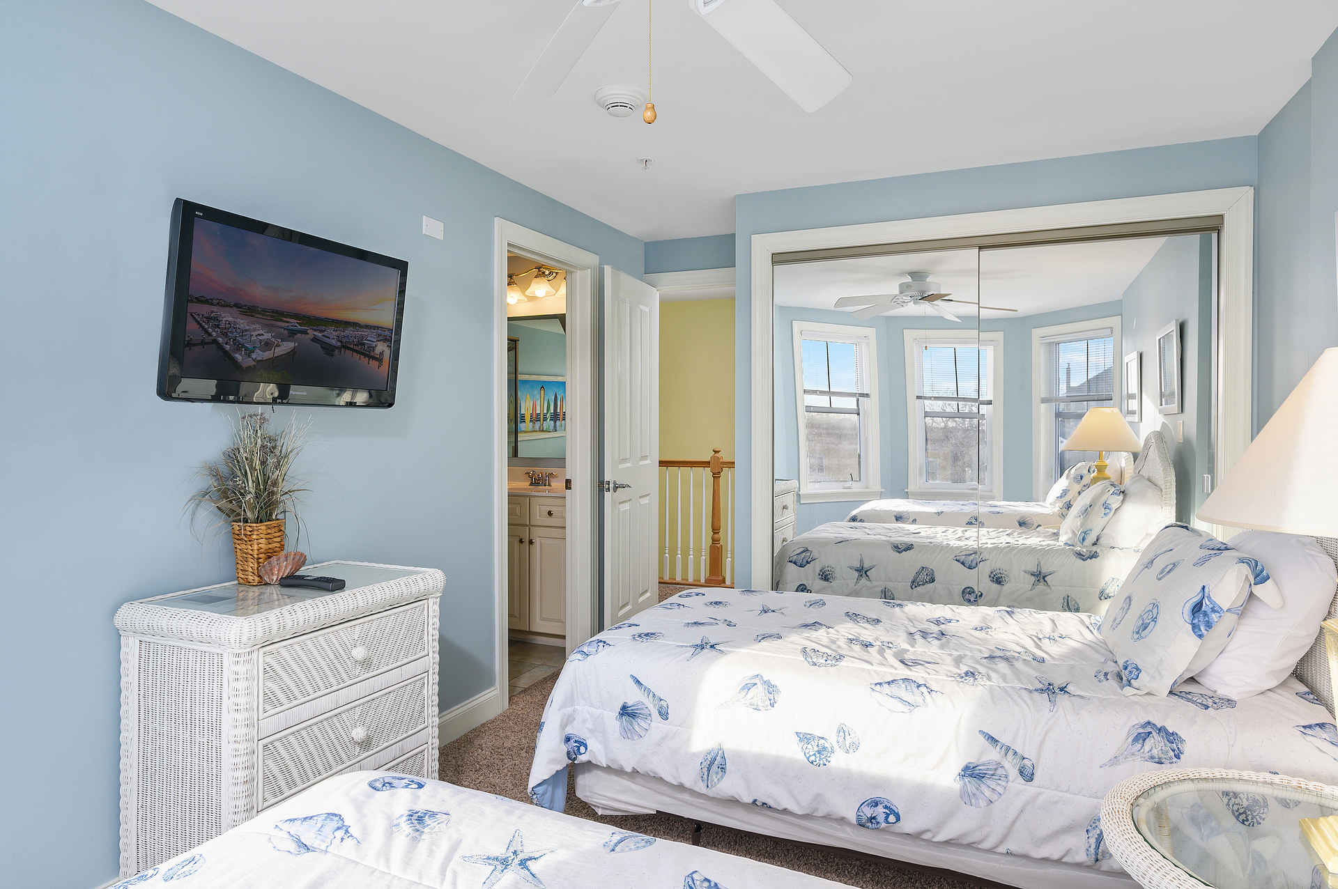 Bedroom 2, on the 3rd floor is perfect for the little ones with 2 Twin Beds and a Flat Screen TV