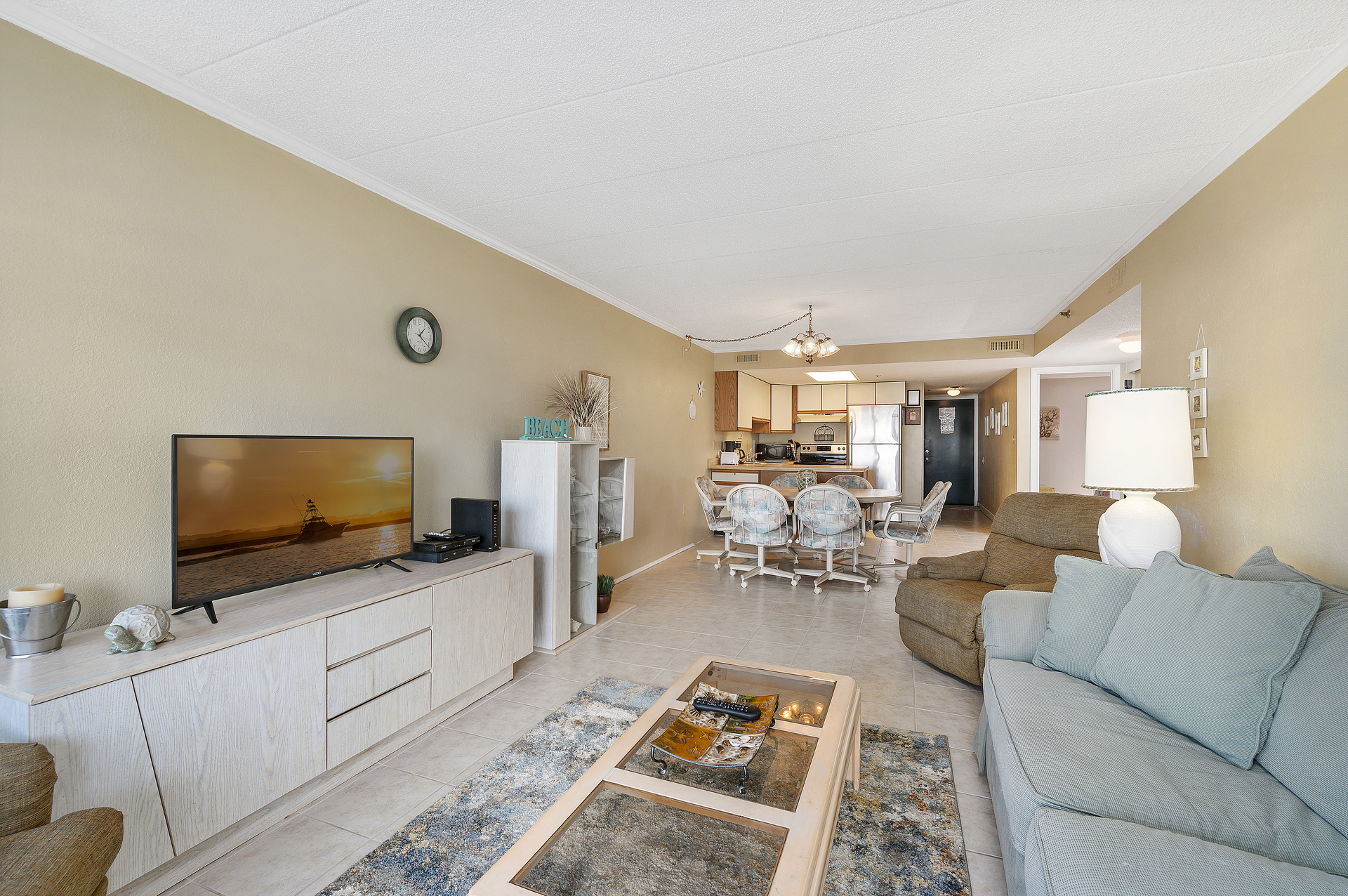 The wide open floor plan allows plenty of space to spread out while still keeping the family together