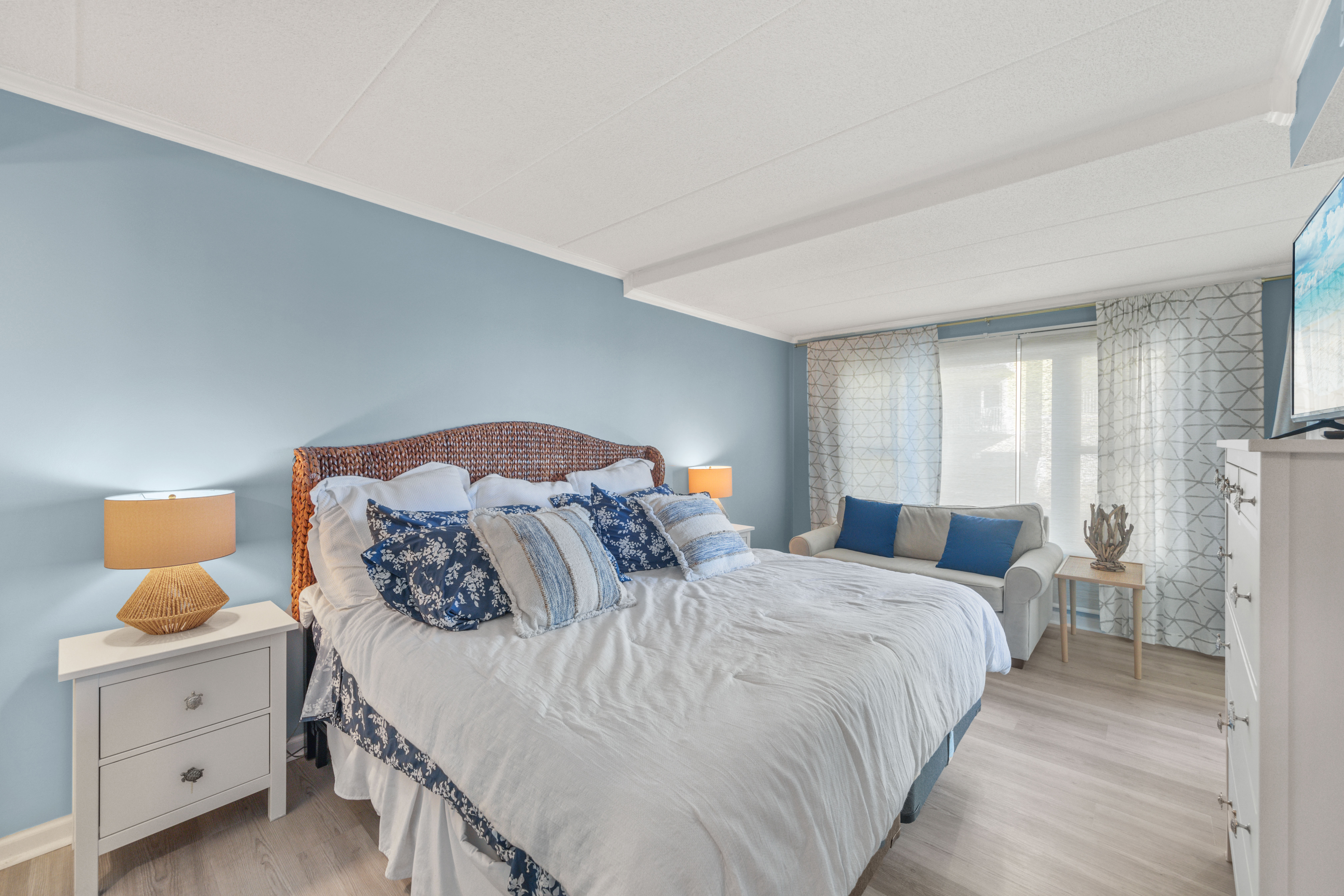 The Primary Bedroom with King bed is a lovely escape