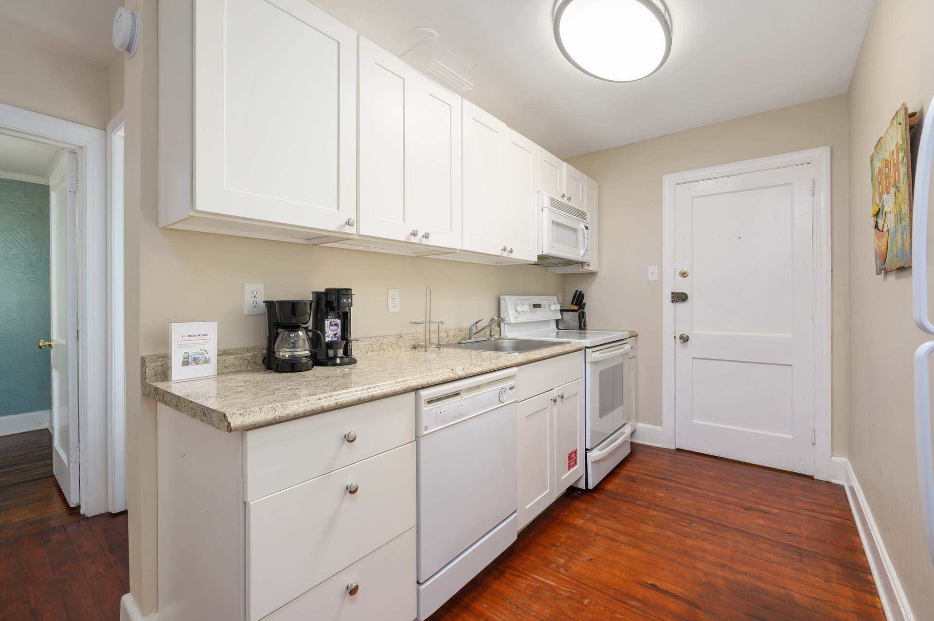 Plenty of counter space and full-size appliances make meals anything but work