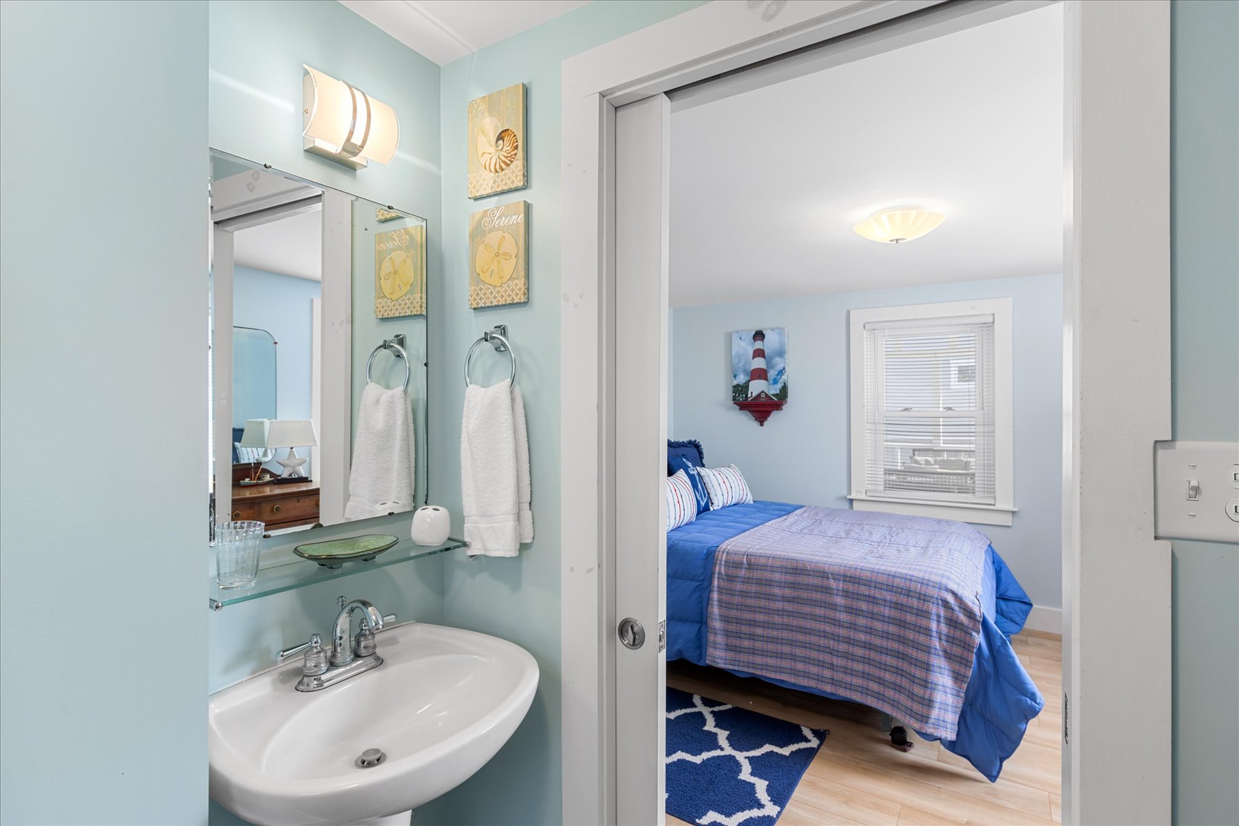 Bedroom 1 has a Private Full Bath.