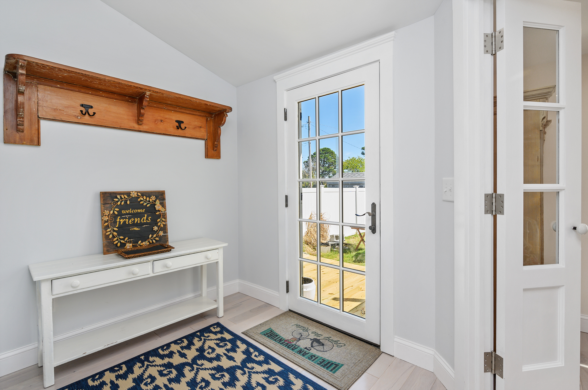 Downstairs, wander out to the backyard....