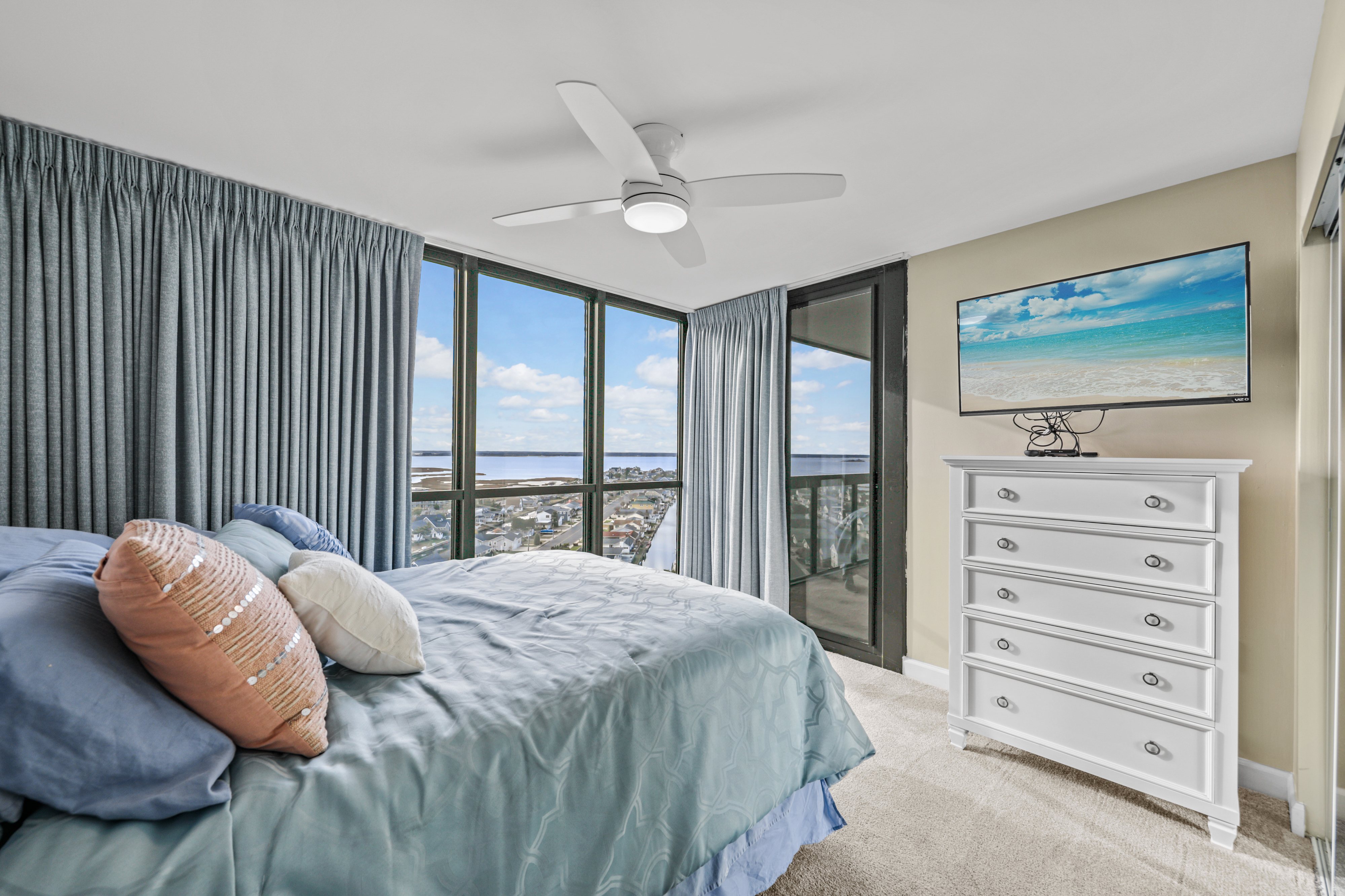 Bedroom 2 features city and bay views.