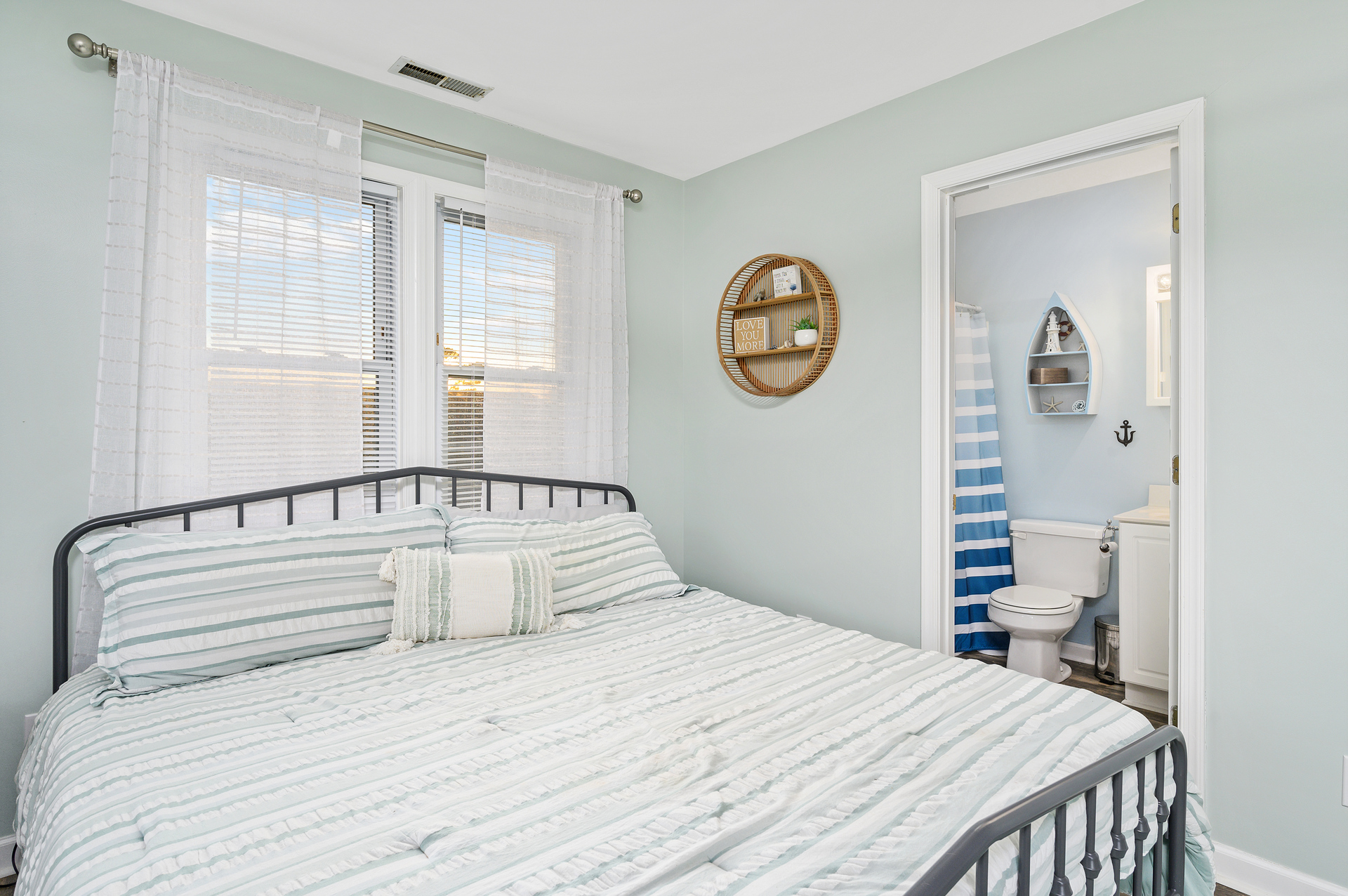 Bedroom 1 has direct access to the Jack and Jill Bath.