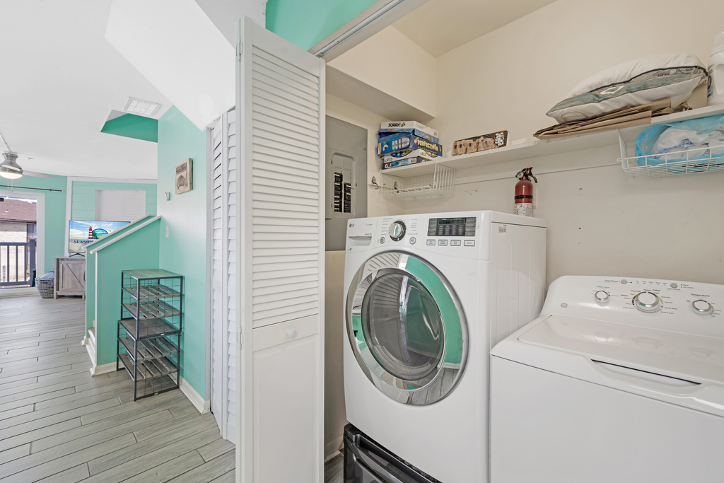 No need to overpack with the convenient washer and dryer!!