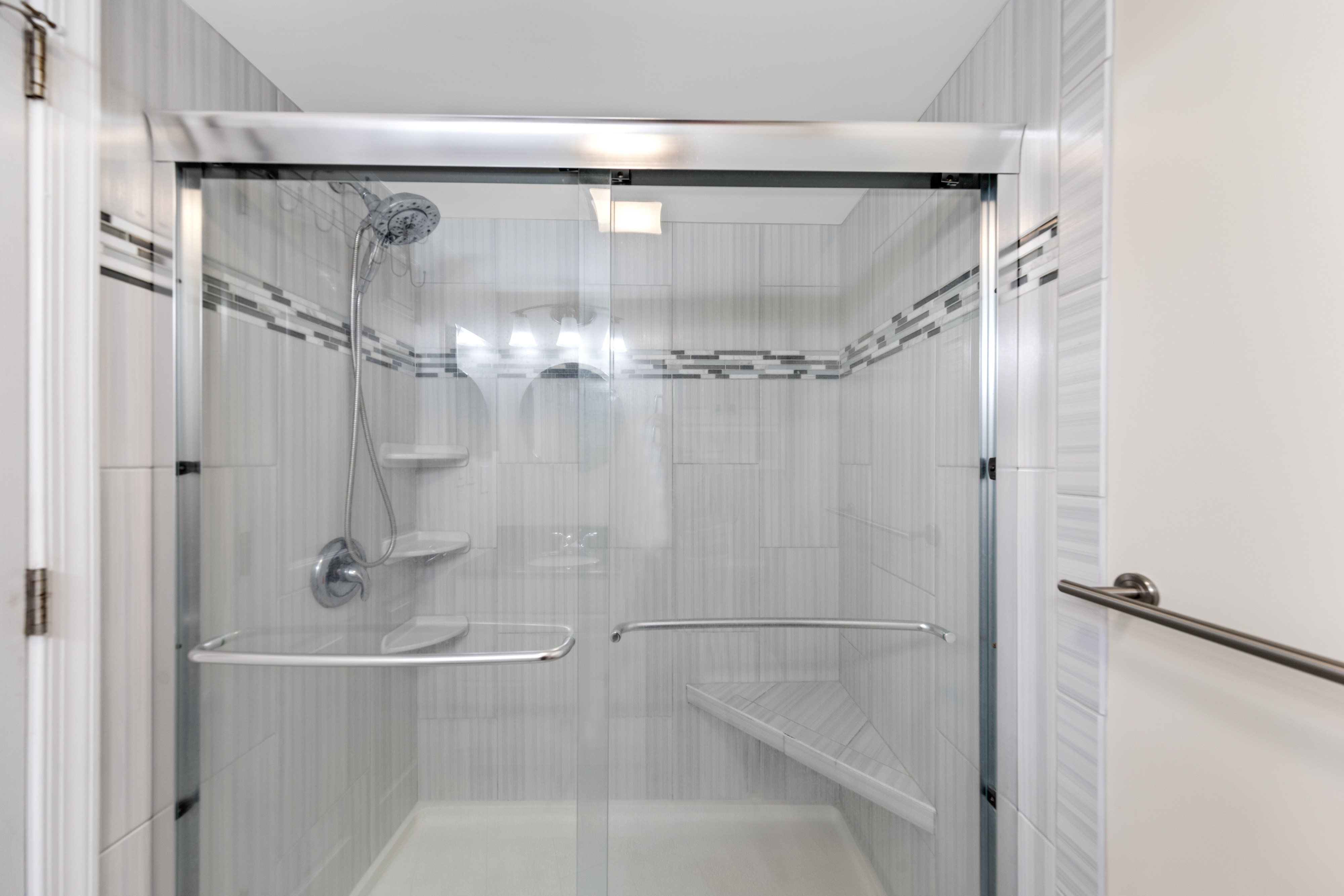 Gorgeous custom tile walk-in shower
