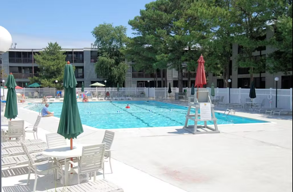 Seasonal Outdoor Pool is just across the parking lot