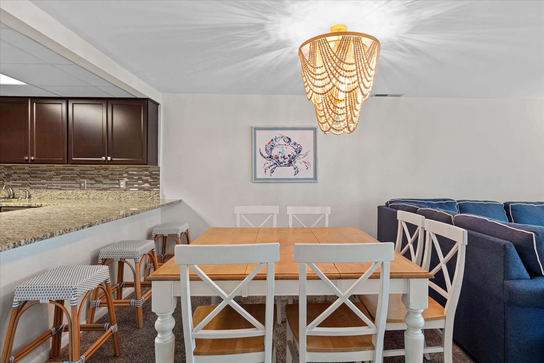 Enjoy a warm. home cooked meal or takeout from one of the many nearby restaurants!