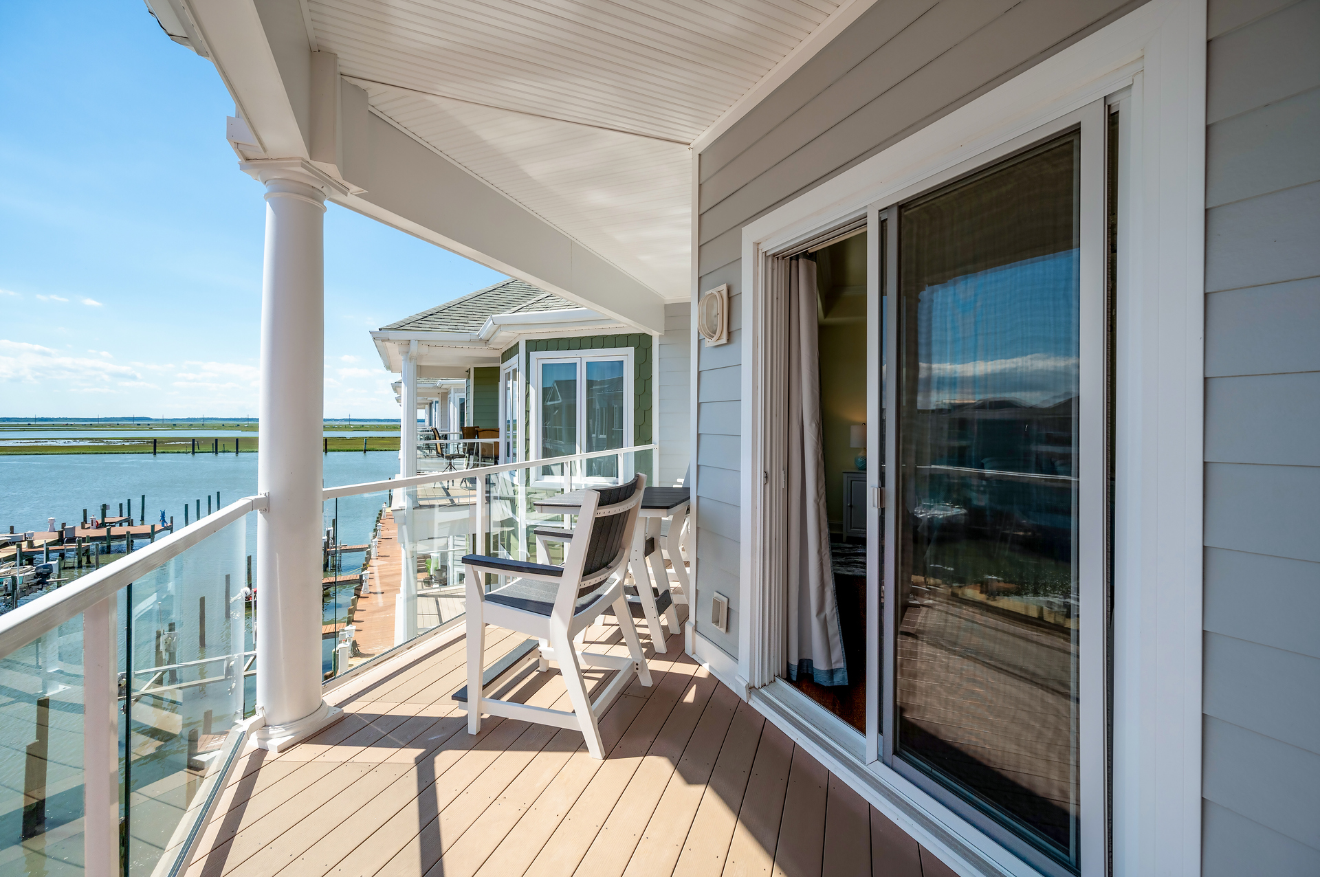 Slip out to watch the Pelicans dance over the water.