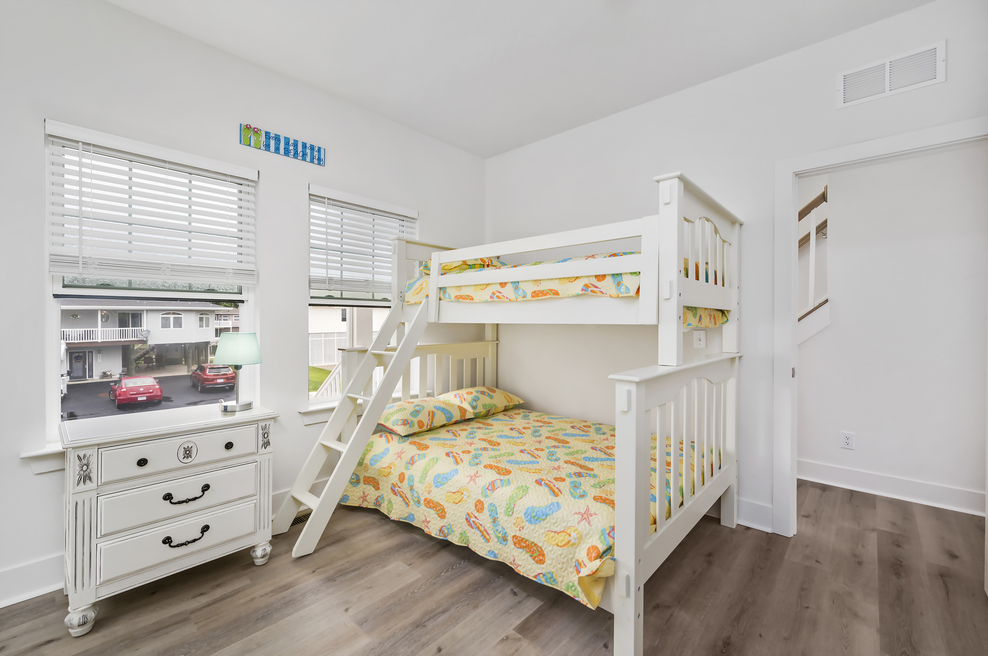 Bedroom 3 has a Pyramid Bunk - Twin over Full.