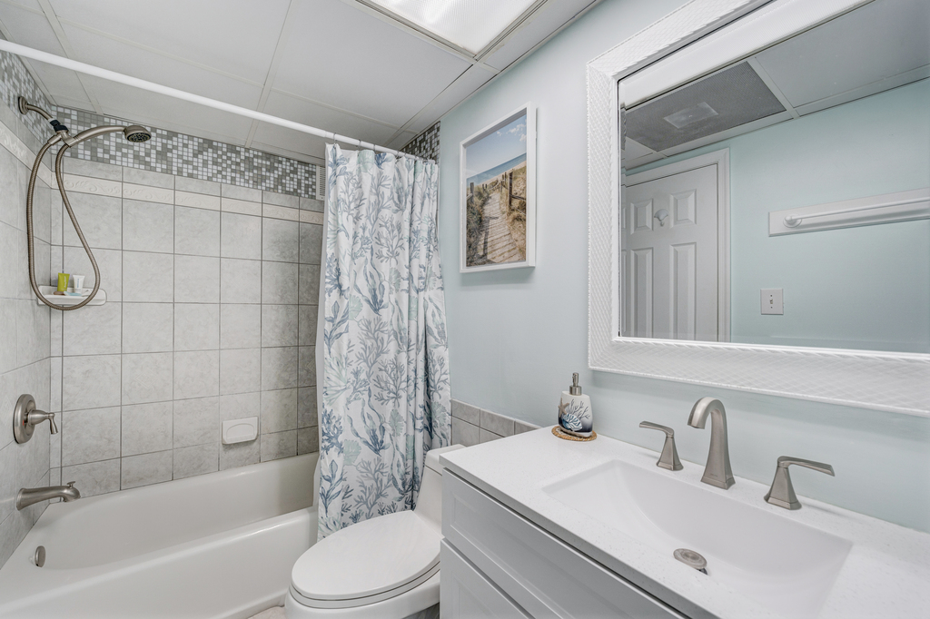 Attached Full Bath has a Shower/Tub Combo for your convenience and is accessible from the Bedroom or the Hall.
