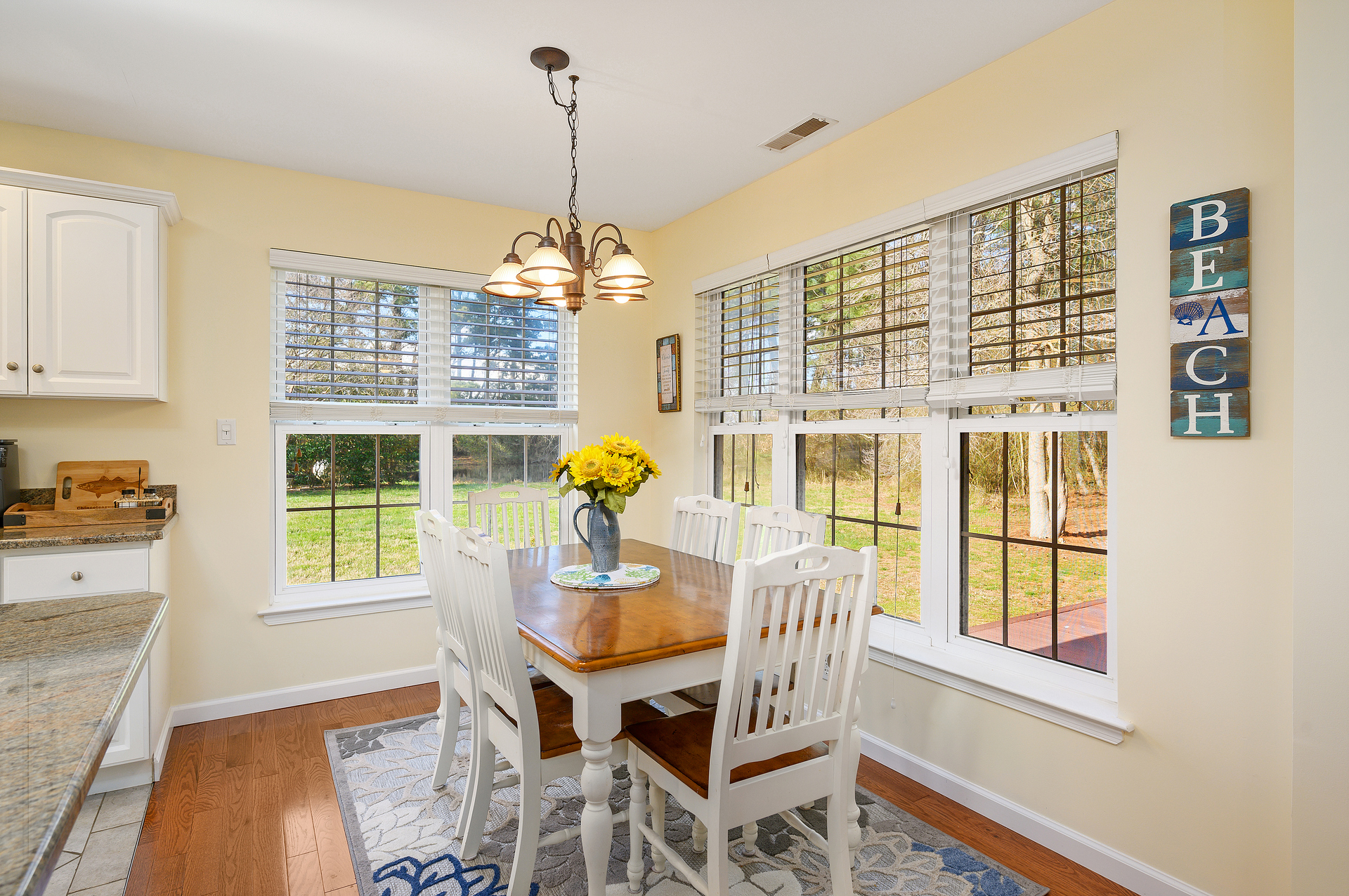 Dine in the comfort of Central AC while enjoying Deer grazing in the backyard.