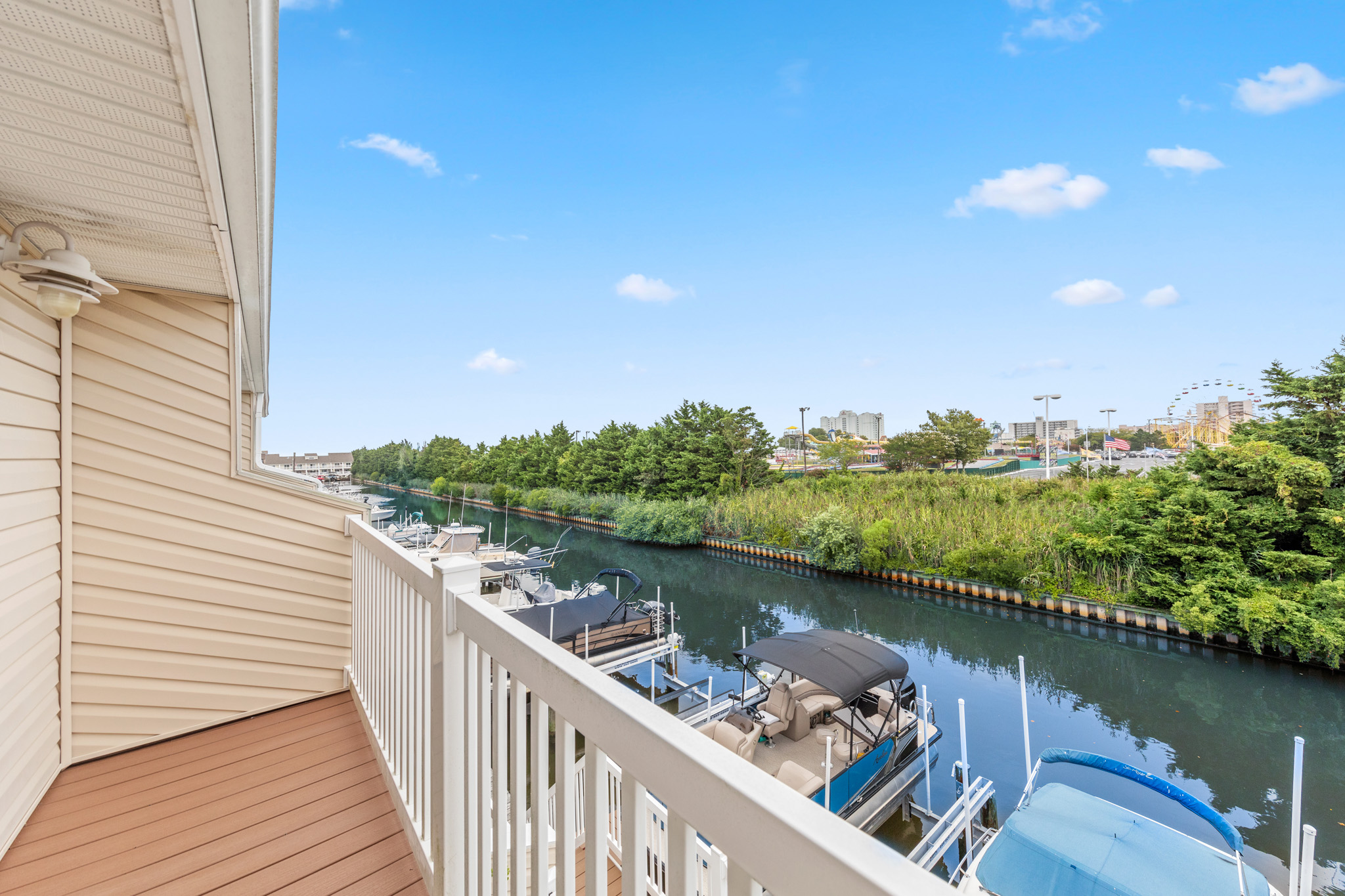 Enjoy the private balcony overlooking the canal.