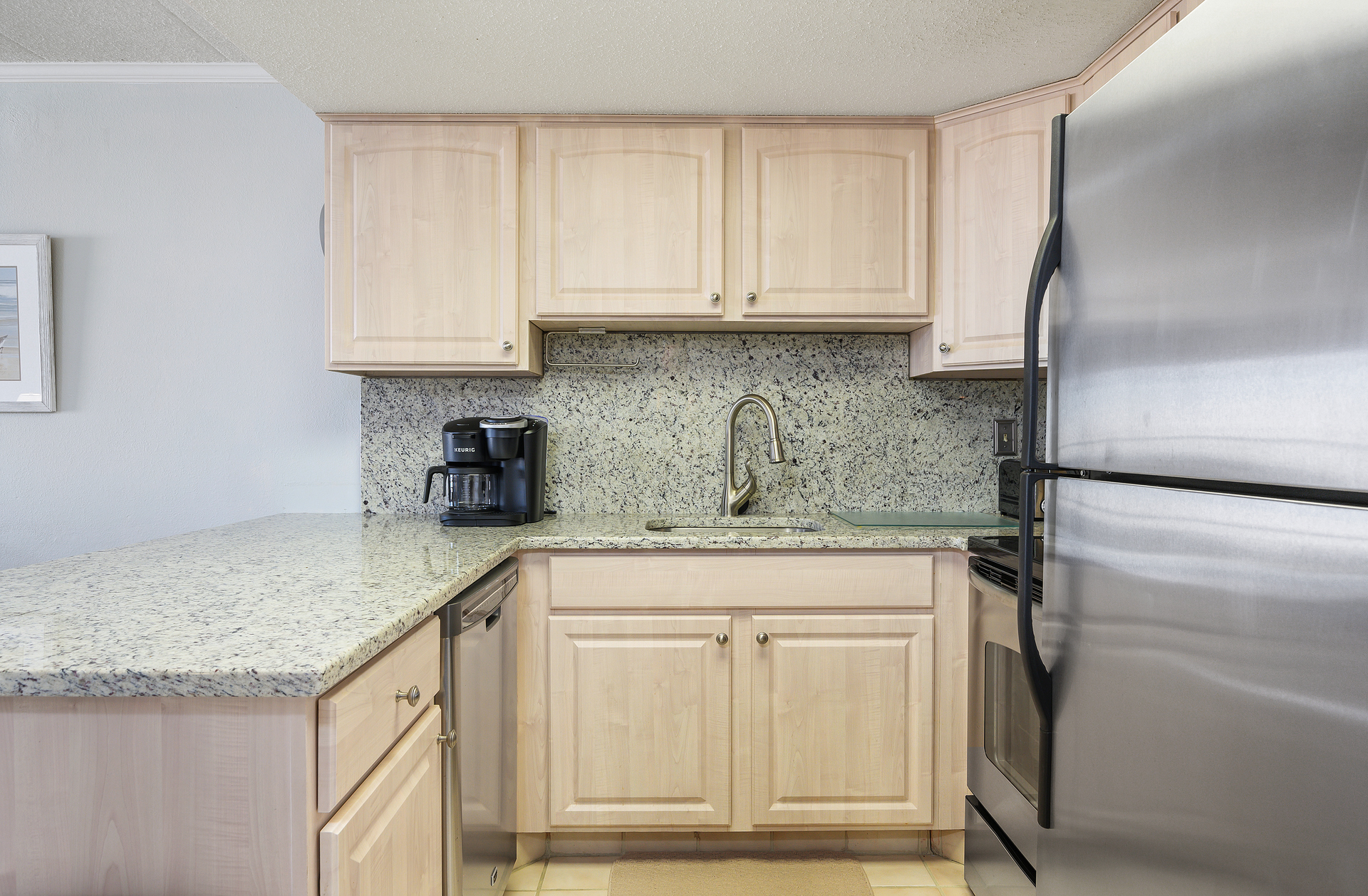 The kitchen comes fully stocked with everything you may need for meal time prep!