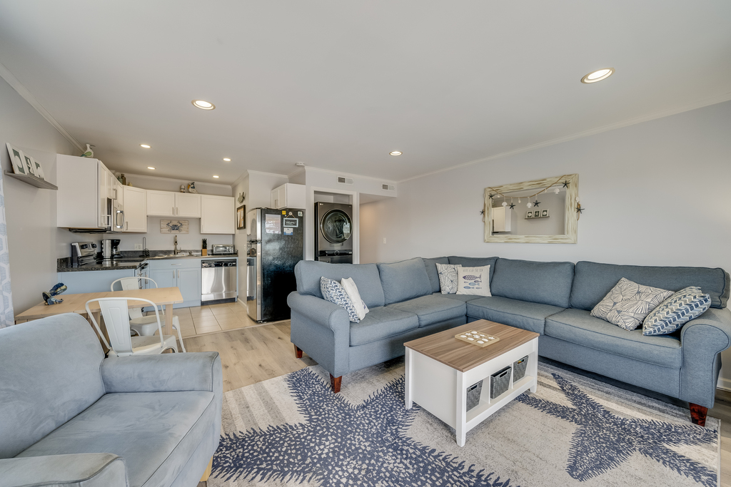 Sink into the cozy sleeper sofa after a fun-filled beach day.