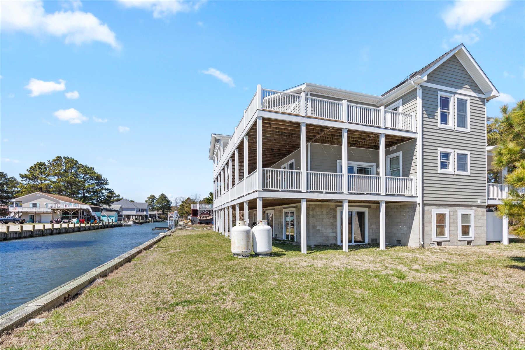 Side of the home, looking down the Canal.