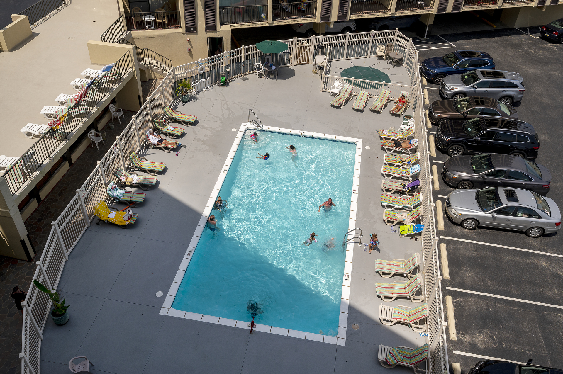 Cool off from the hot summer sun in the shared outdoor seasonal pool!