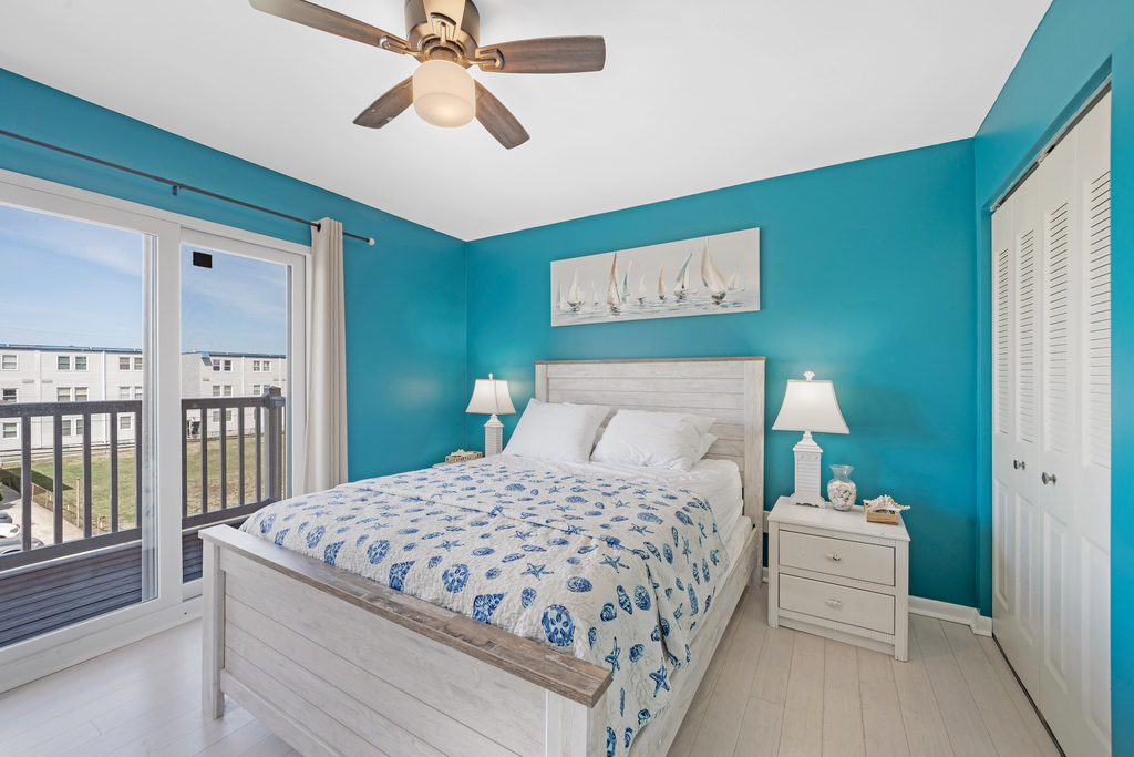 Bedroom 2, located on the 2nd level, is a spacious Jr. Primary with a private balcony!