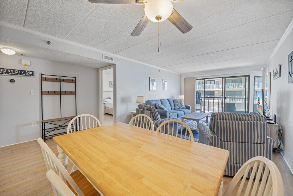 Dining room table with seating for 6.