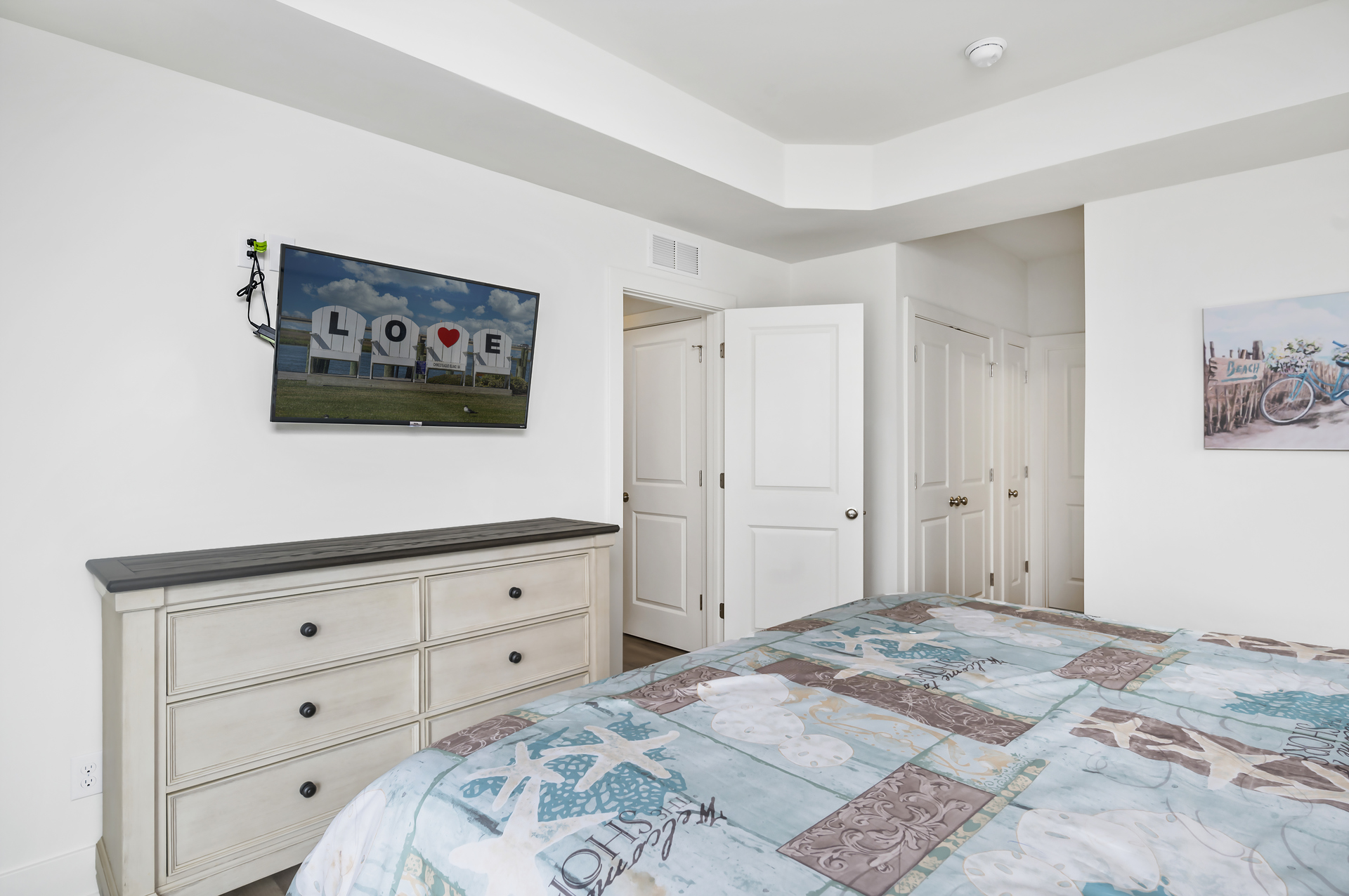Flat Screen TV in Master Bedroom.
