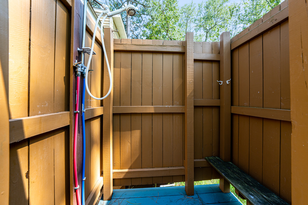 Refreshing Outdoor Shower for rinsing off sandy feet.