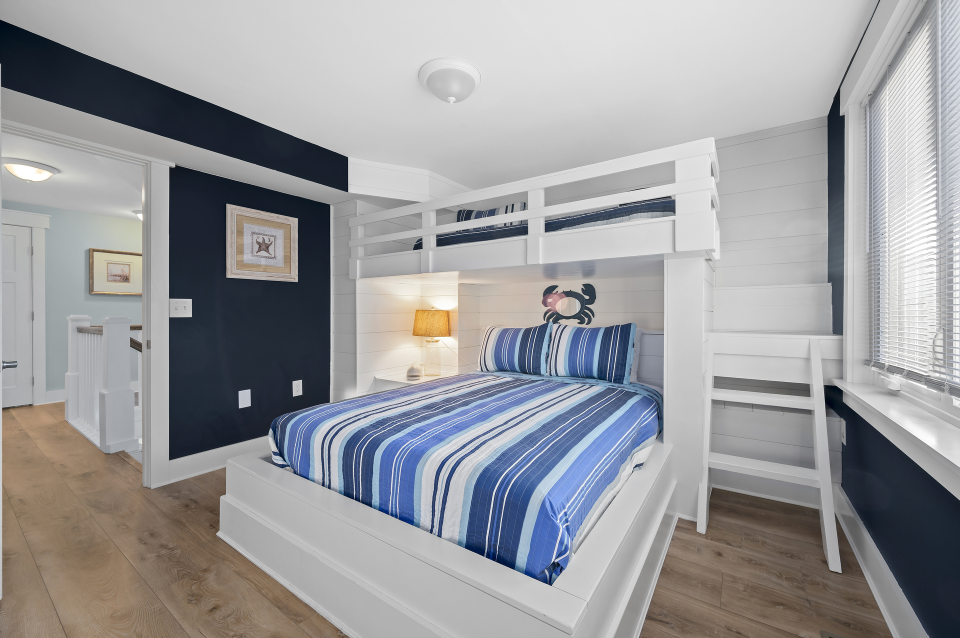 Bedroom 2 sleeps 3 in a Pyramid Bunk with Twin over Queen!