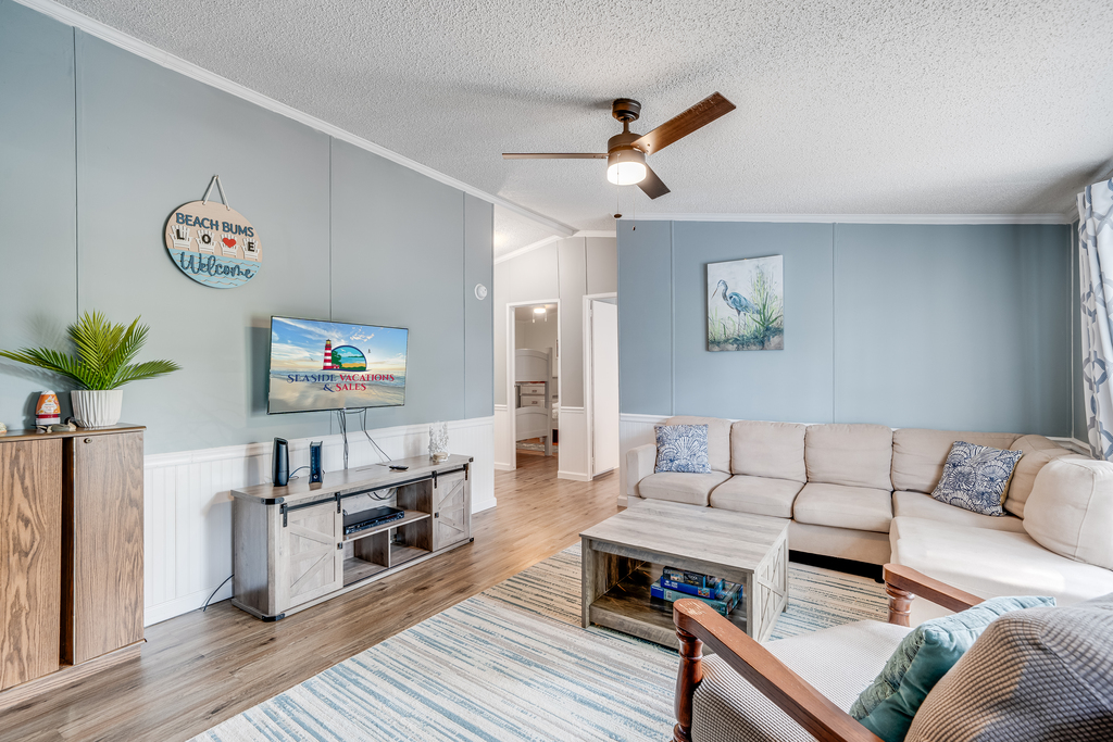 Relax in the spacious Living Area with Free WiFi and Flat Screen Smart TV.