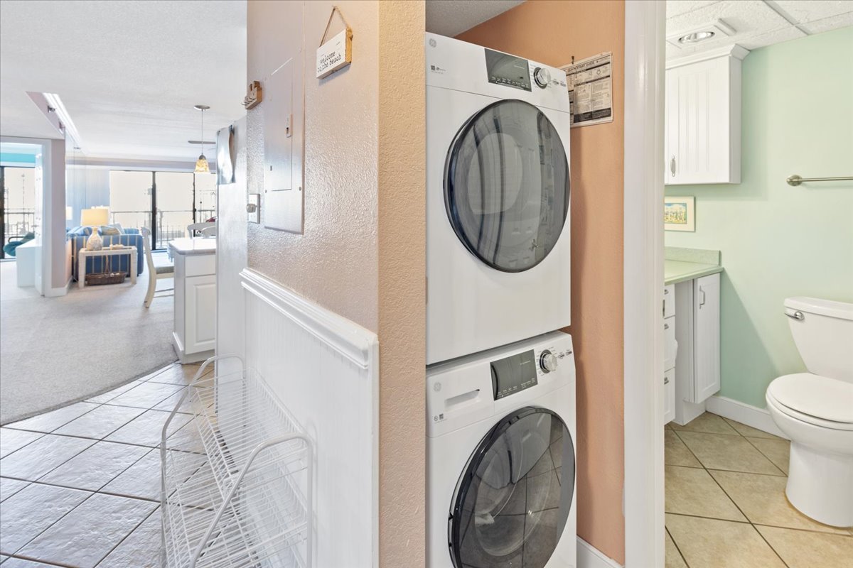 Stacked Washer & Dryer in case you need to toss in a quick load.