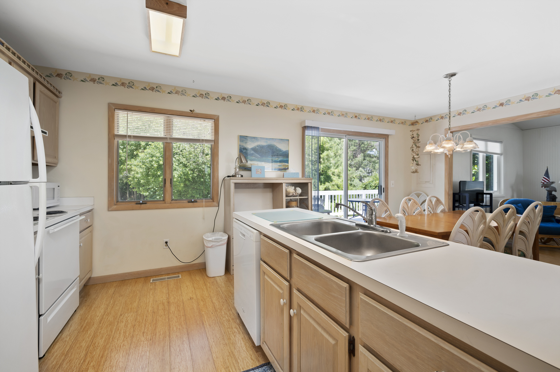 Kitchen overlooks spacious Dining Area.