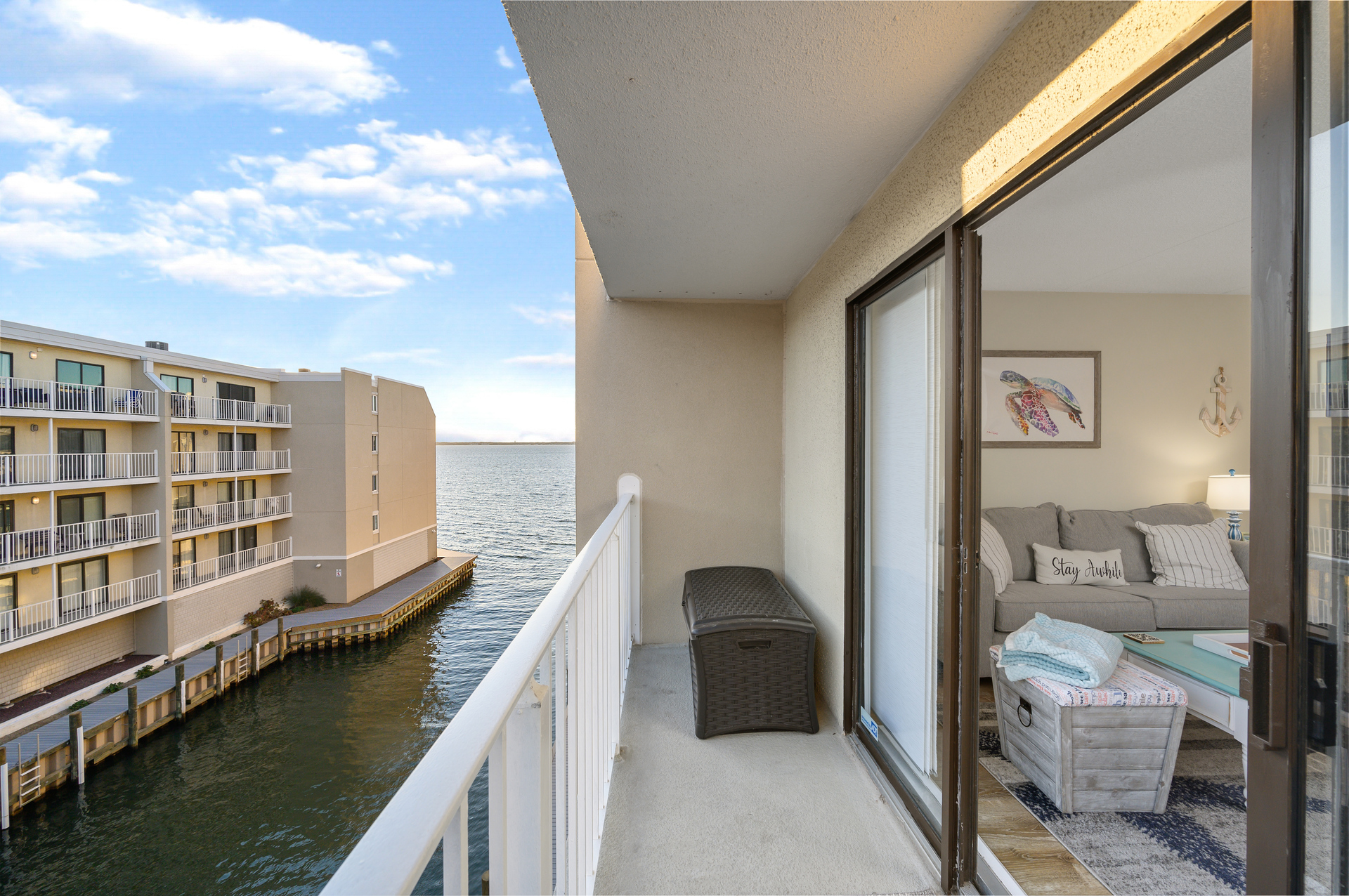 This gorgeous bay view home comfortably sleeps a family of 6!