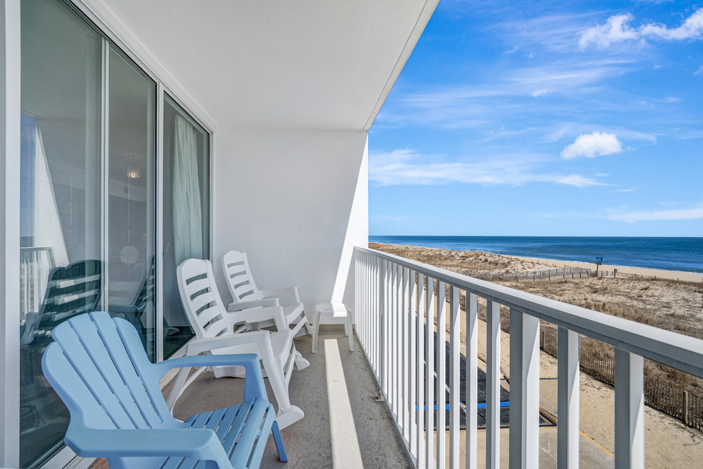 Only a few steps away from the water's edge, you will enjoy sitting on your furnished Balcony!