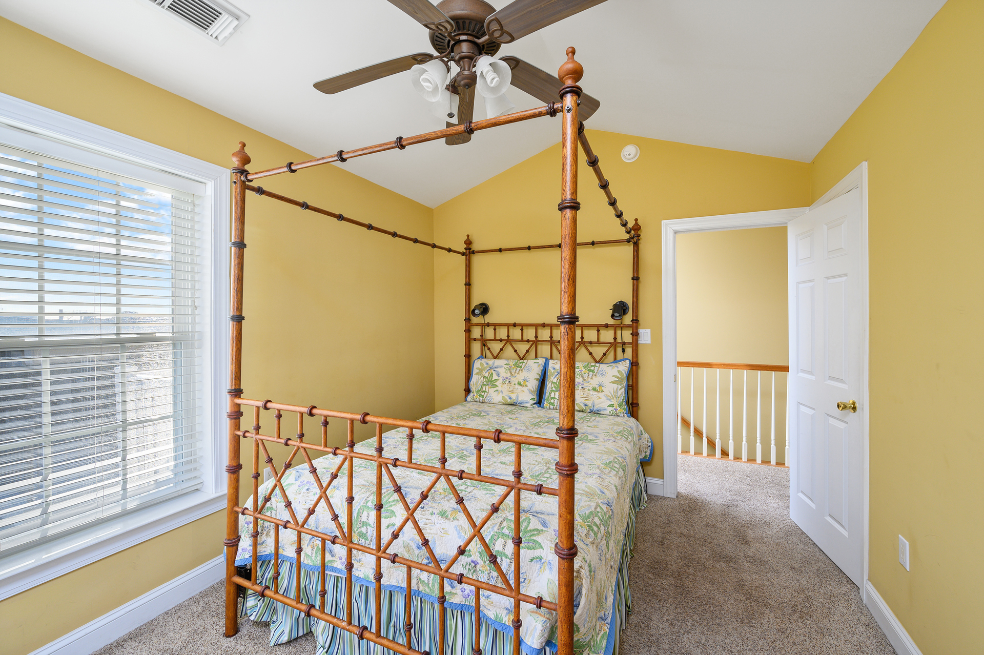 In Bedroom 4 you will sleep like a baby in the Queen Size Canopy Bed.